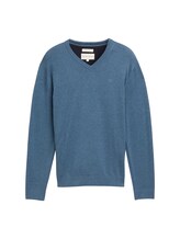 Non sélectionné, Pull en coton à col en V par , bleu