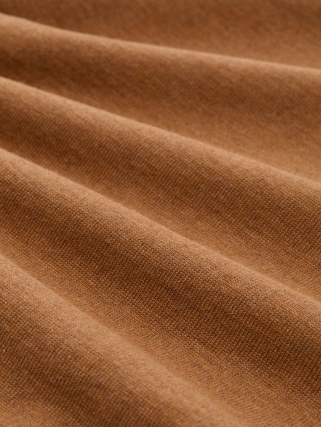 Strickpullover mit V-Ausschnitt aus Baumwolle - mid brown melange - Material-Ansicht