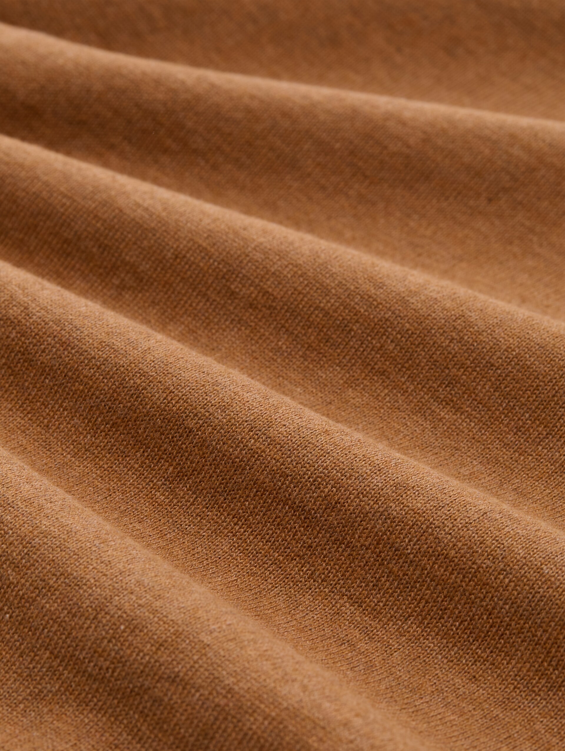 Strickpullover mit V-Ausschnitt aus Baumwolle - mid brown melange - Material-Ansicht