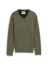 Non sélectionné, Pull en coton à col en V par , verdoyant