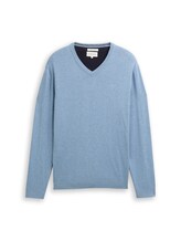 Nicht ausgewählt, Strickpullover mit V-Ausschnitt aus Baumwolle von , blau
