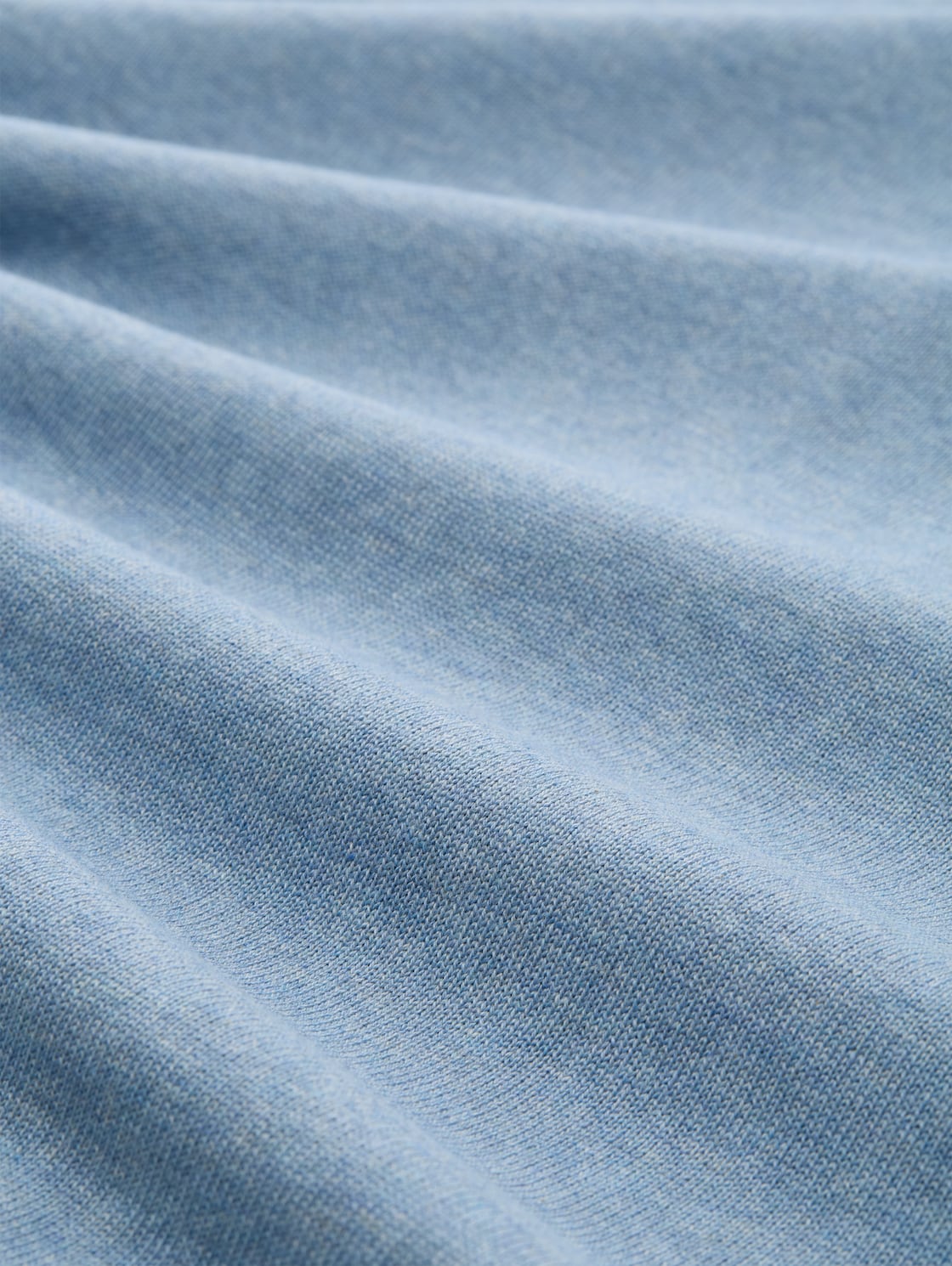 Strickpullover mit V-Ausschnitt aus Baumwolle - mountain spring blue melange - Material-Ansicht