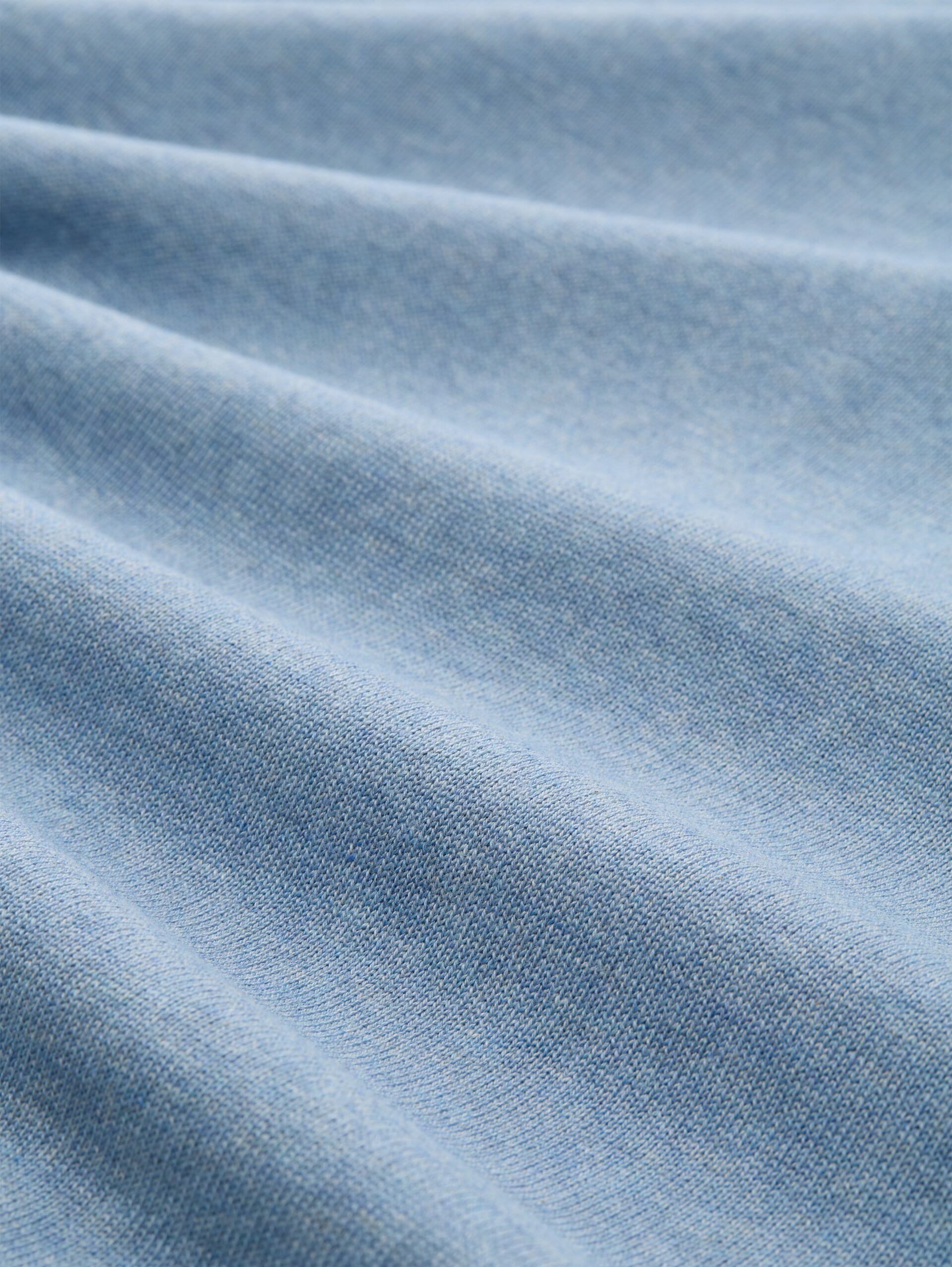 Strickpullover mit V-Ausschnitt aus Baumwolle - mountain spring blue melange - Material-Ansicht