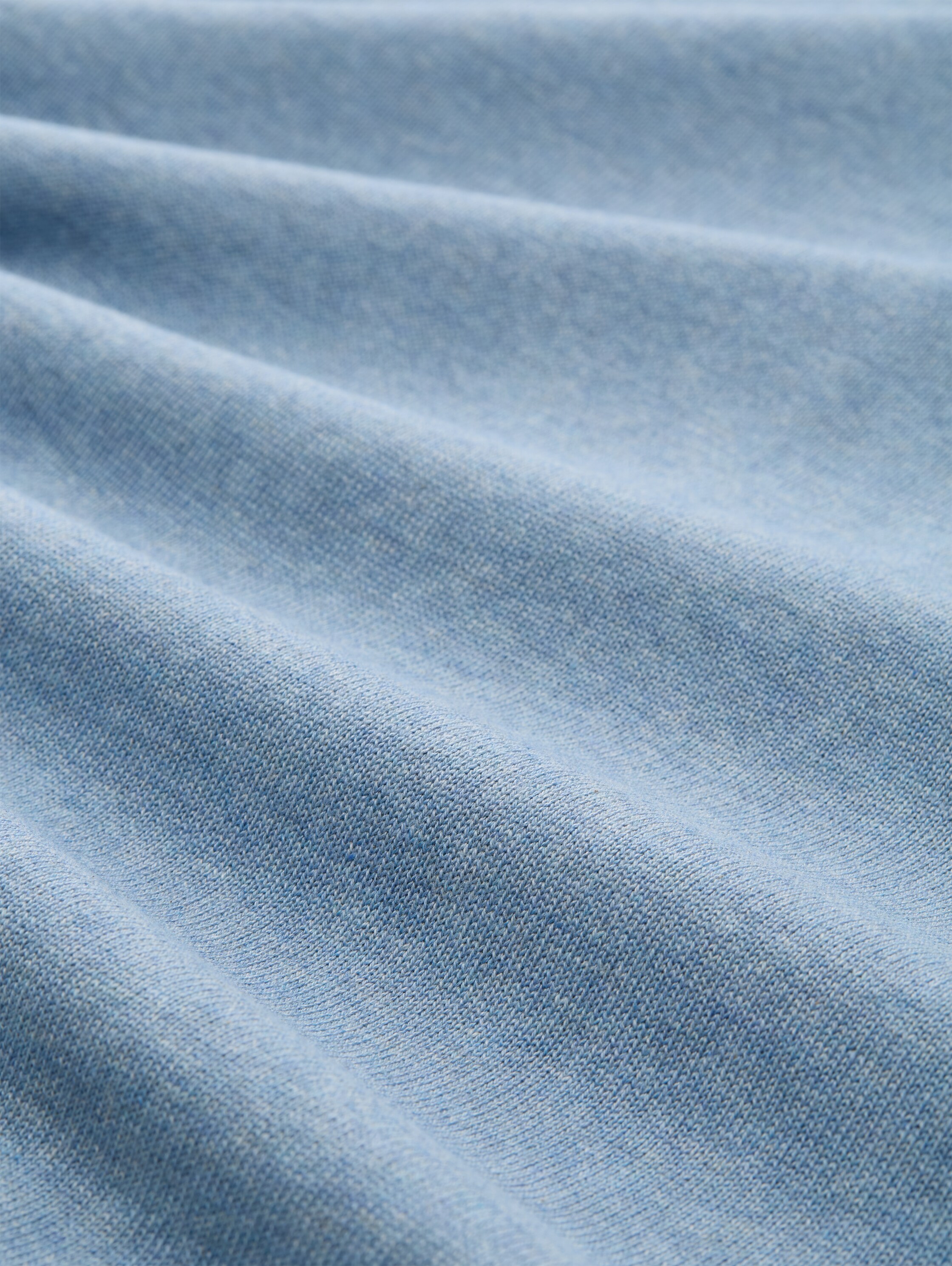 Strickpullover mit V-Ausschnitt aus Baumwolle - mountain spring blue melange - Material-Ansicht