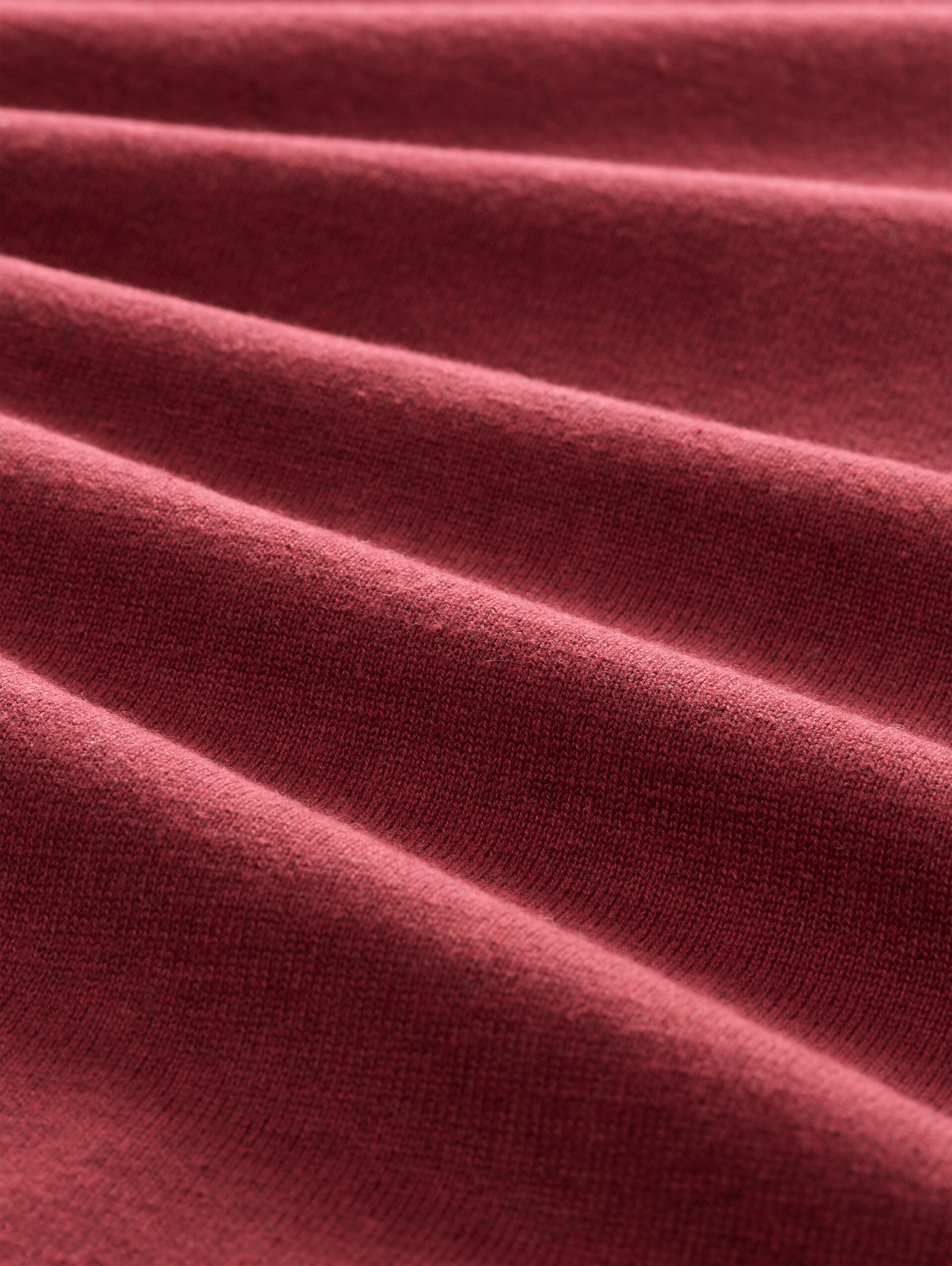 Gebreide trui met V-hals van katoen - carlet red melange - Materiaalweergave