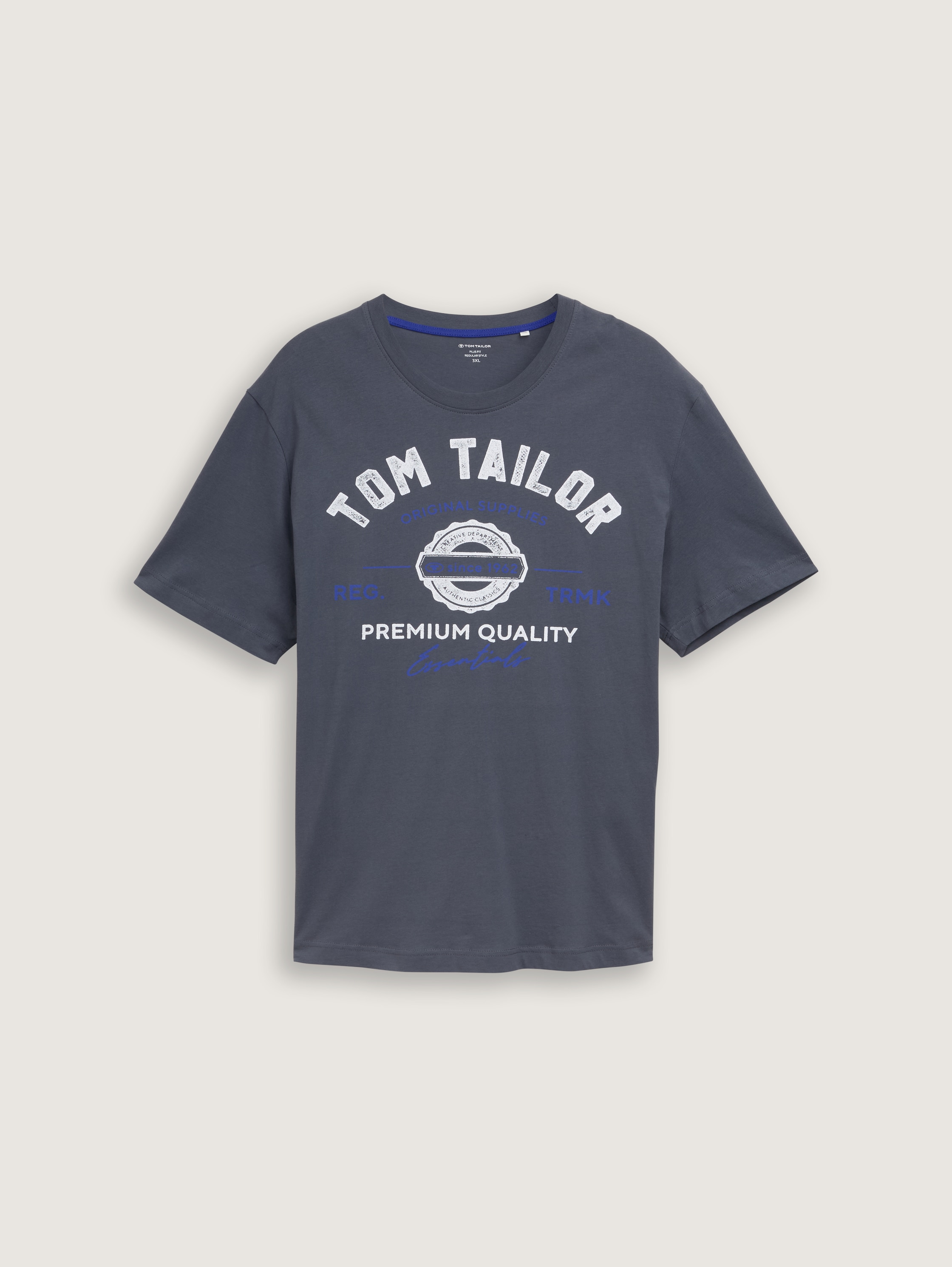 Plus Size - T-Shirt mit Logo Print - blueish_grey - 