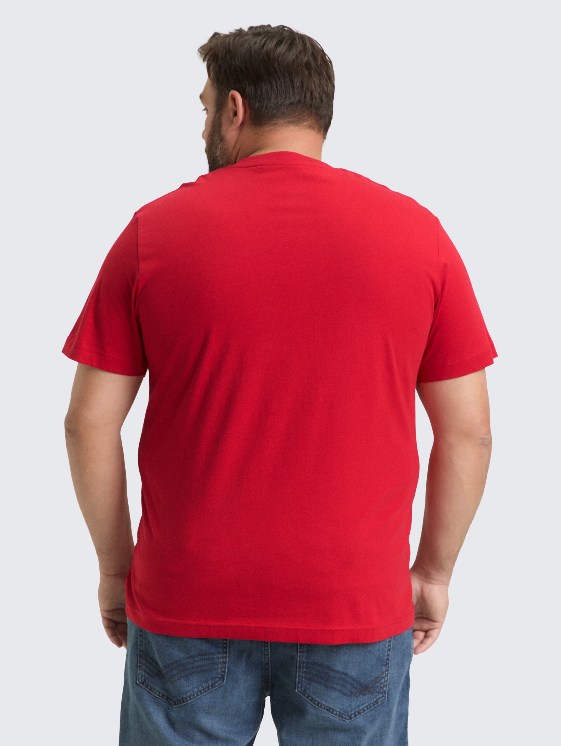 Plus Size - T-Shirt mit Logo Print - Samba Red - Auschnitt Model-Rückansicht