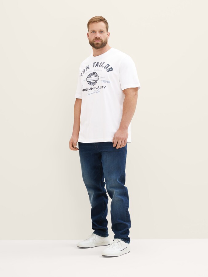 Plus Size - T-shirt with logo print by Men Plus Size, White