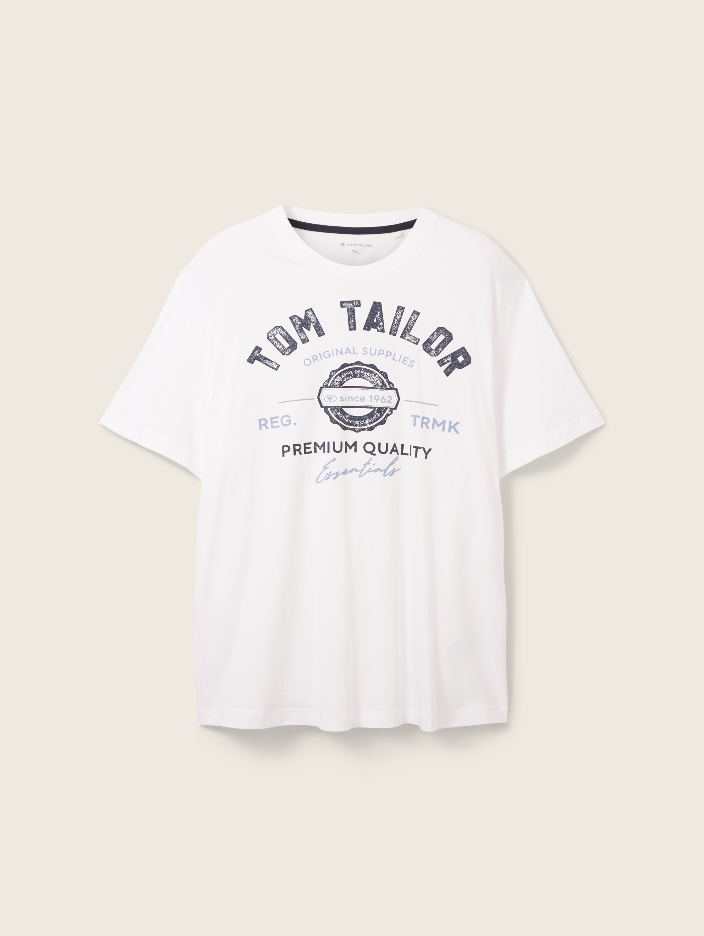 Plus - T-shirt met logoprint - White - Product vooraanzicht