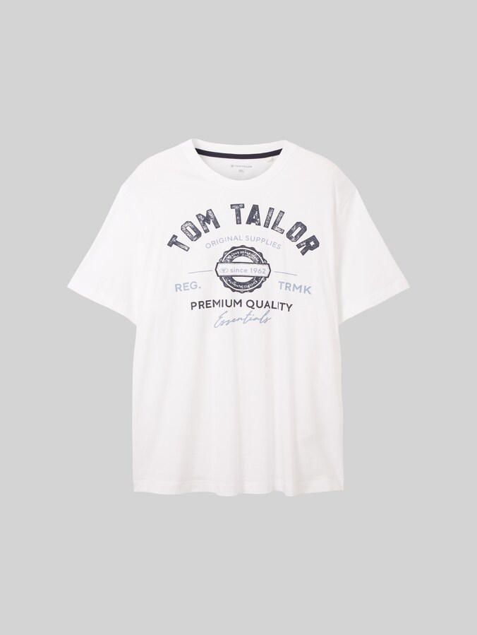 Plus Size - T-Shirt mit Logo Print von Men Plus Size, White