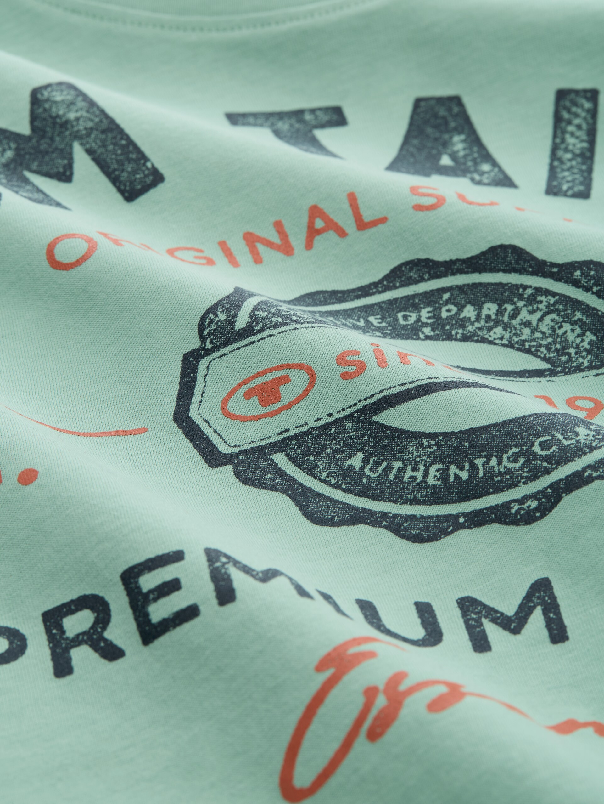 Plus Size - T-shirt with logo print - dust green - Material view