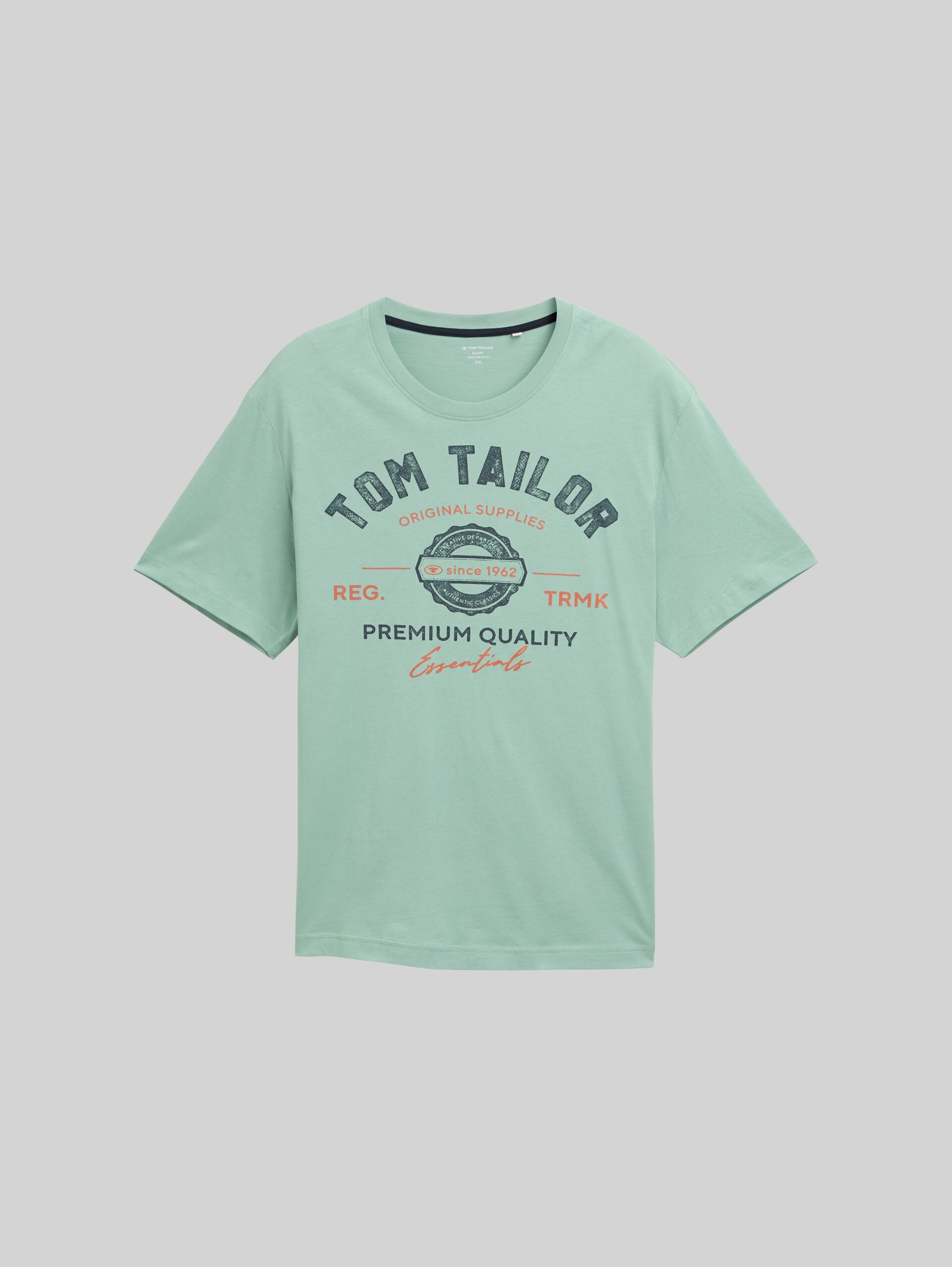 Plus Size - T-shirt with logo print - dust green - Front product view