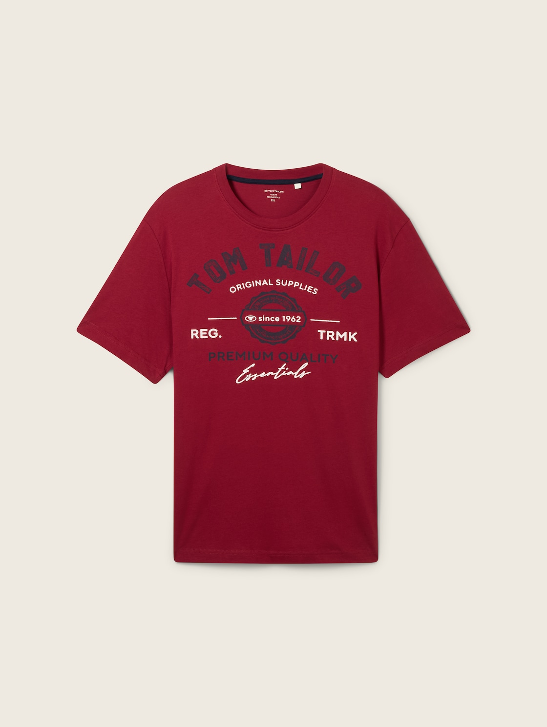 Plus Size - T-Shirt mit Logo Print - Deep Red - Vorder-Produkt-Ansicht