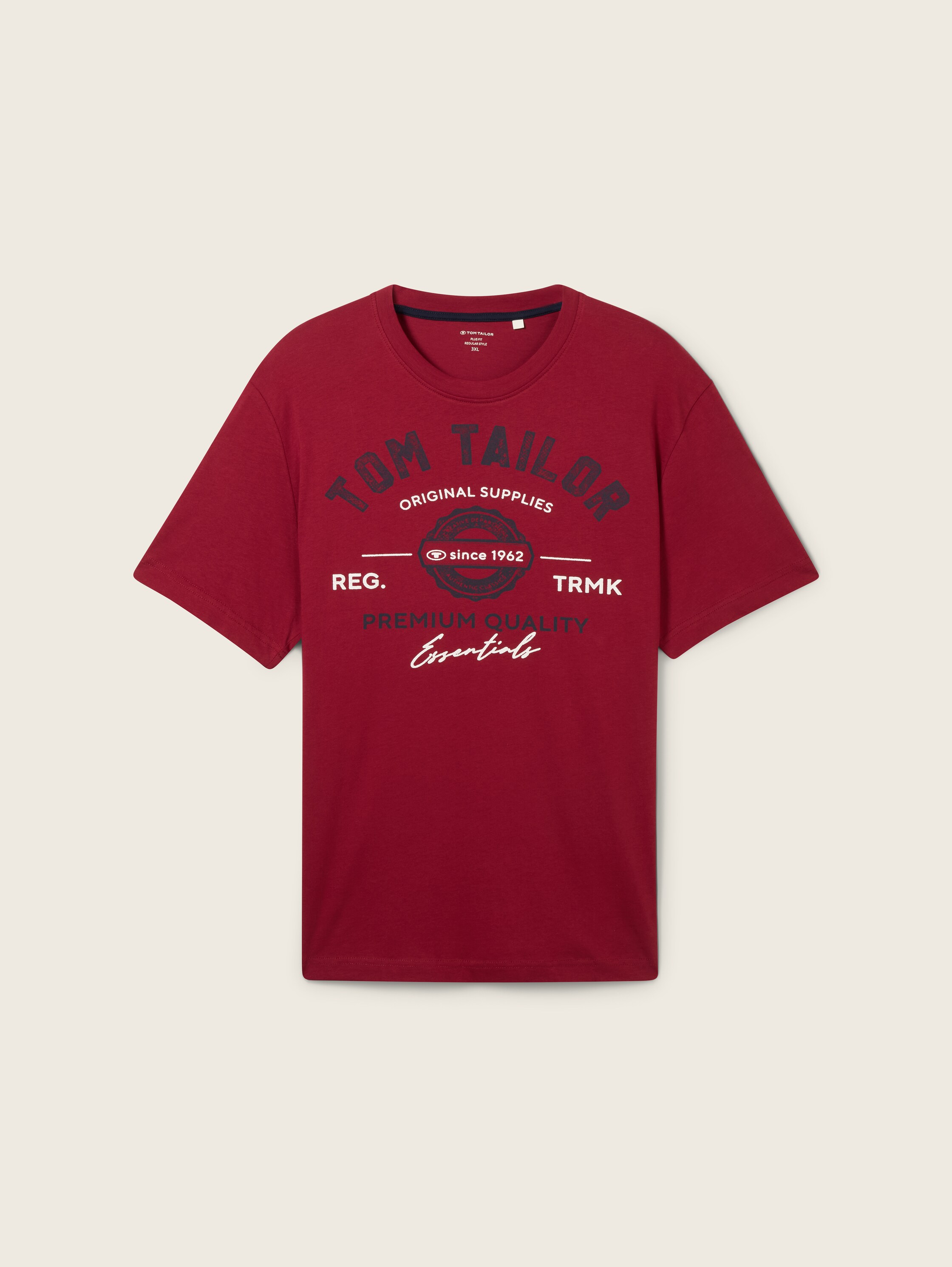 Plus Size - T-Shirt mit Logo Print - Deep Red - Vorder-Produkt-Ansicht