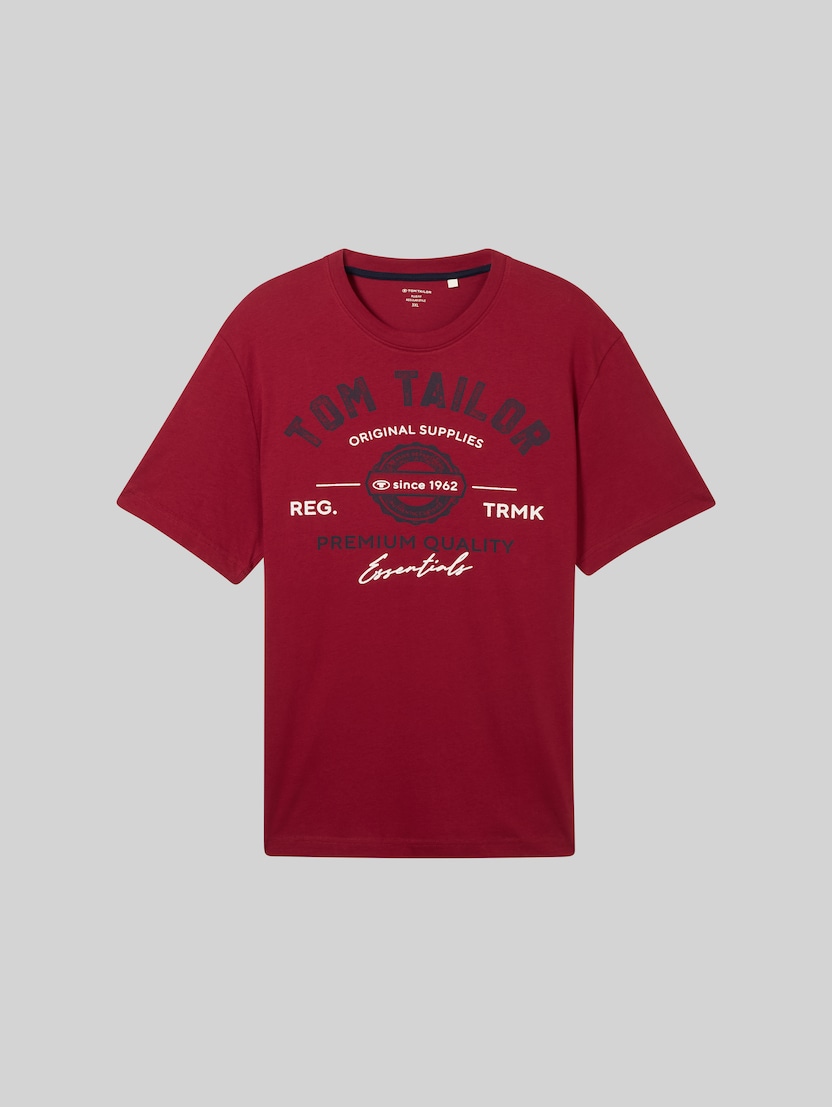 Plus Size - T-shirt with logo print by Men Plus Size, Deep Red