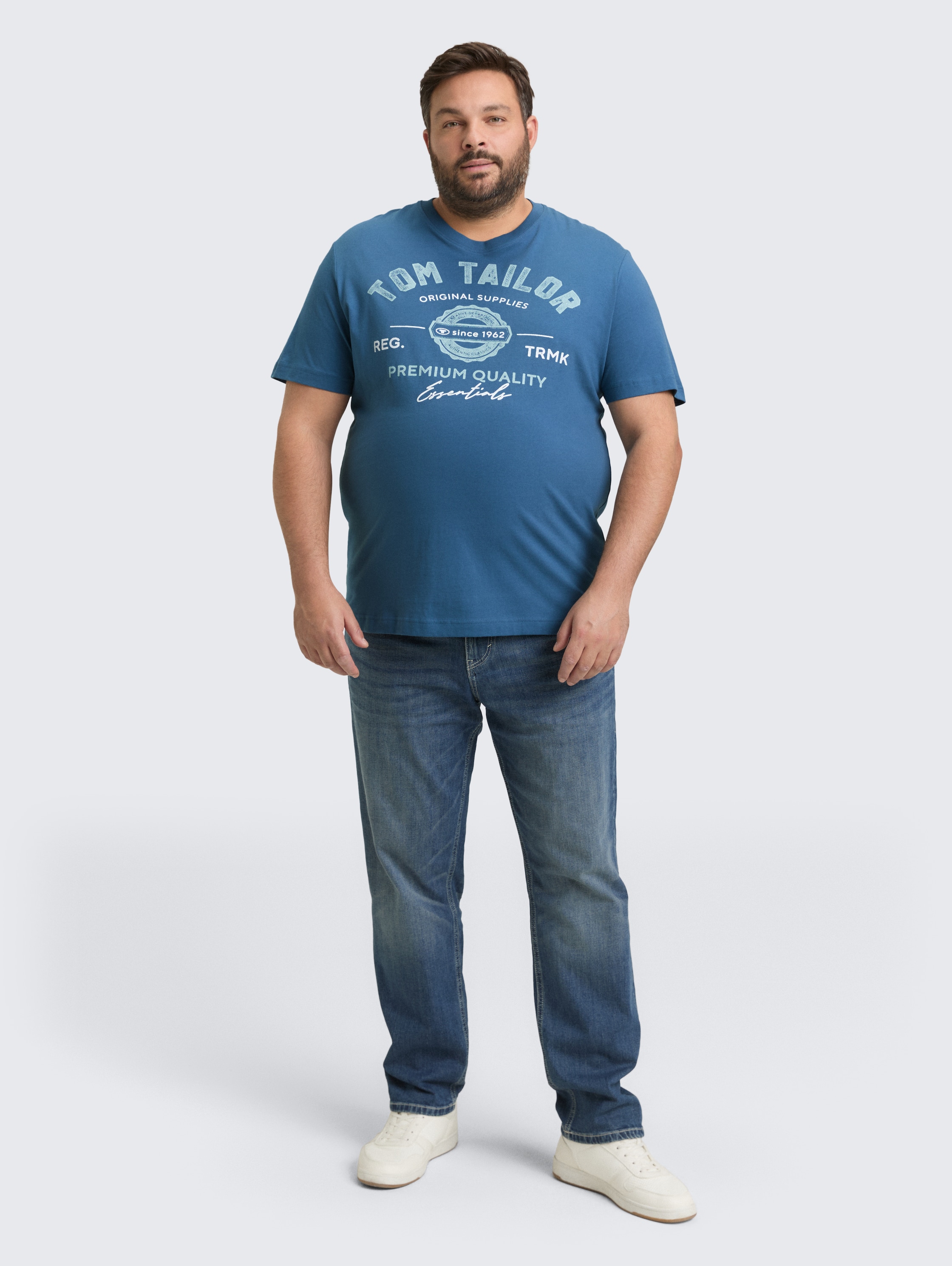 Plus Size - T-shirt met logoprint - real_teal_blue - 