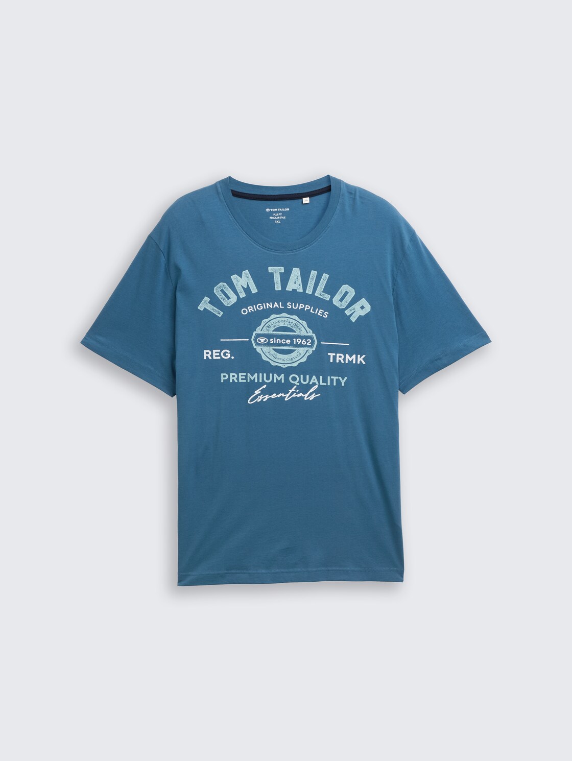 Plus Size - T-Shirt mit Logo Print - real teal blue - Vorder-Produkt-Ansicht