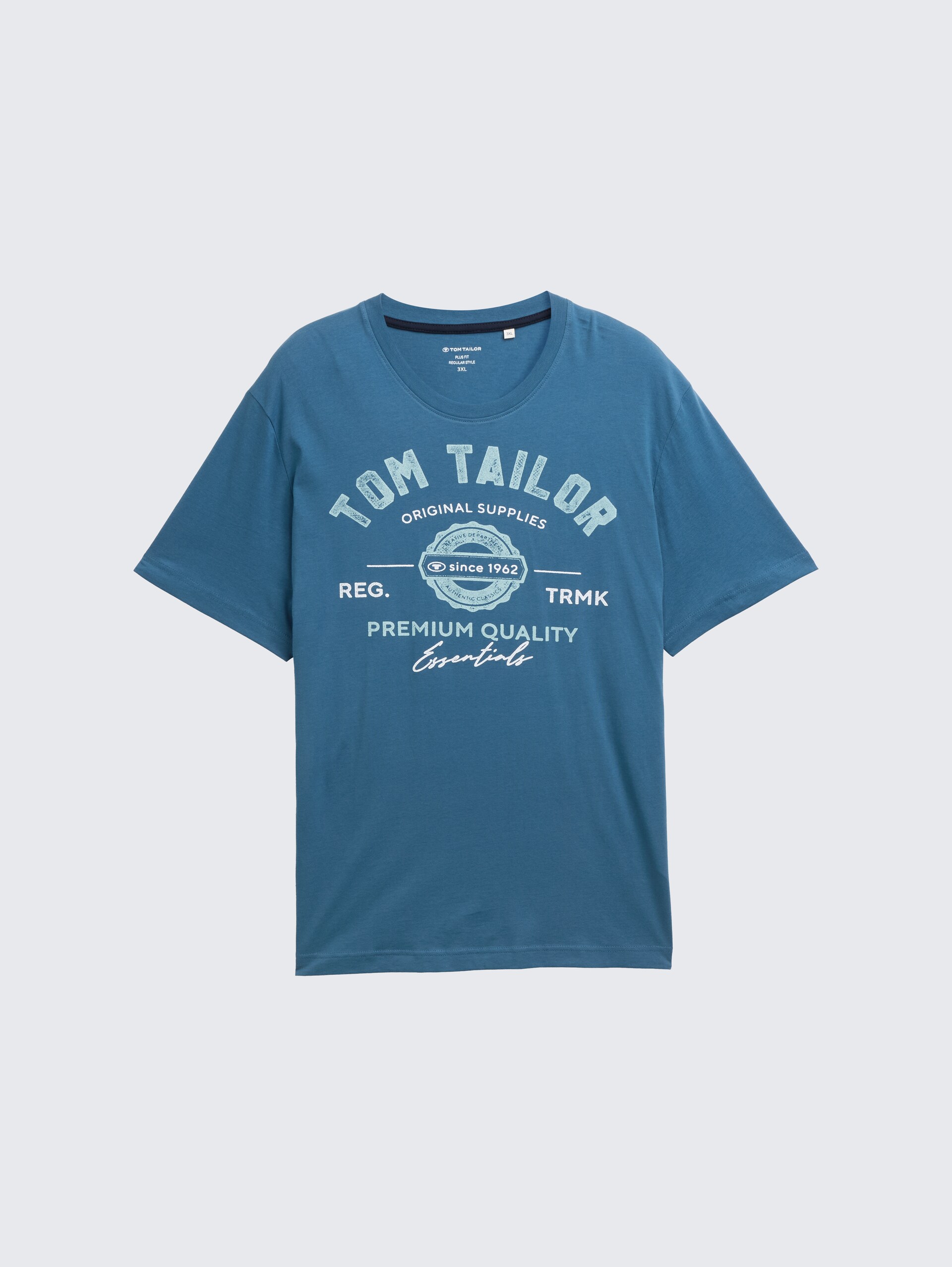 Plus Size - T-Shirt mit Logo Print - real teal blue - Vorder-Produkt-Ansicht