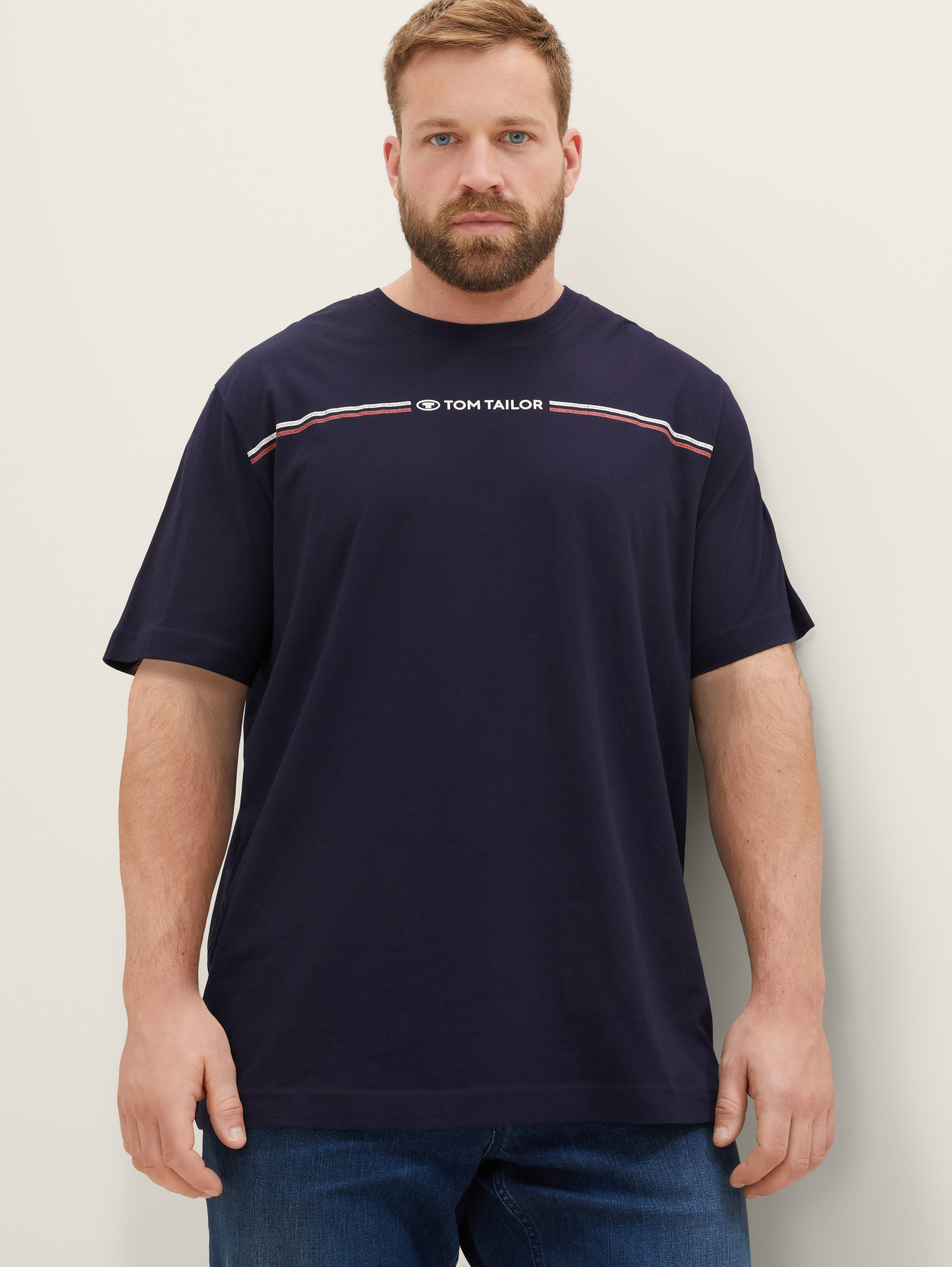 Plus Size - T-Shirt mit Logo-Print von Men Plus Size, sky captain blue