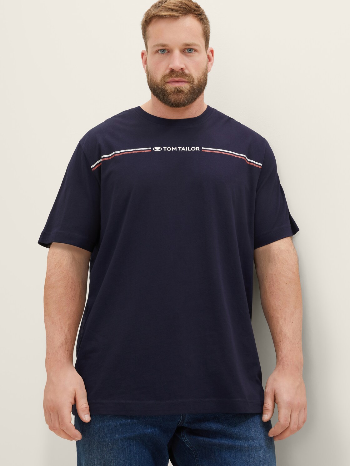 Plus Size - T-Shirt mit Logo-Print - sky captain blue