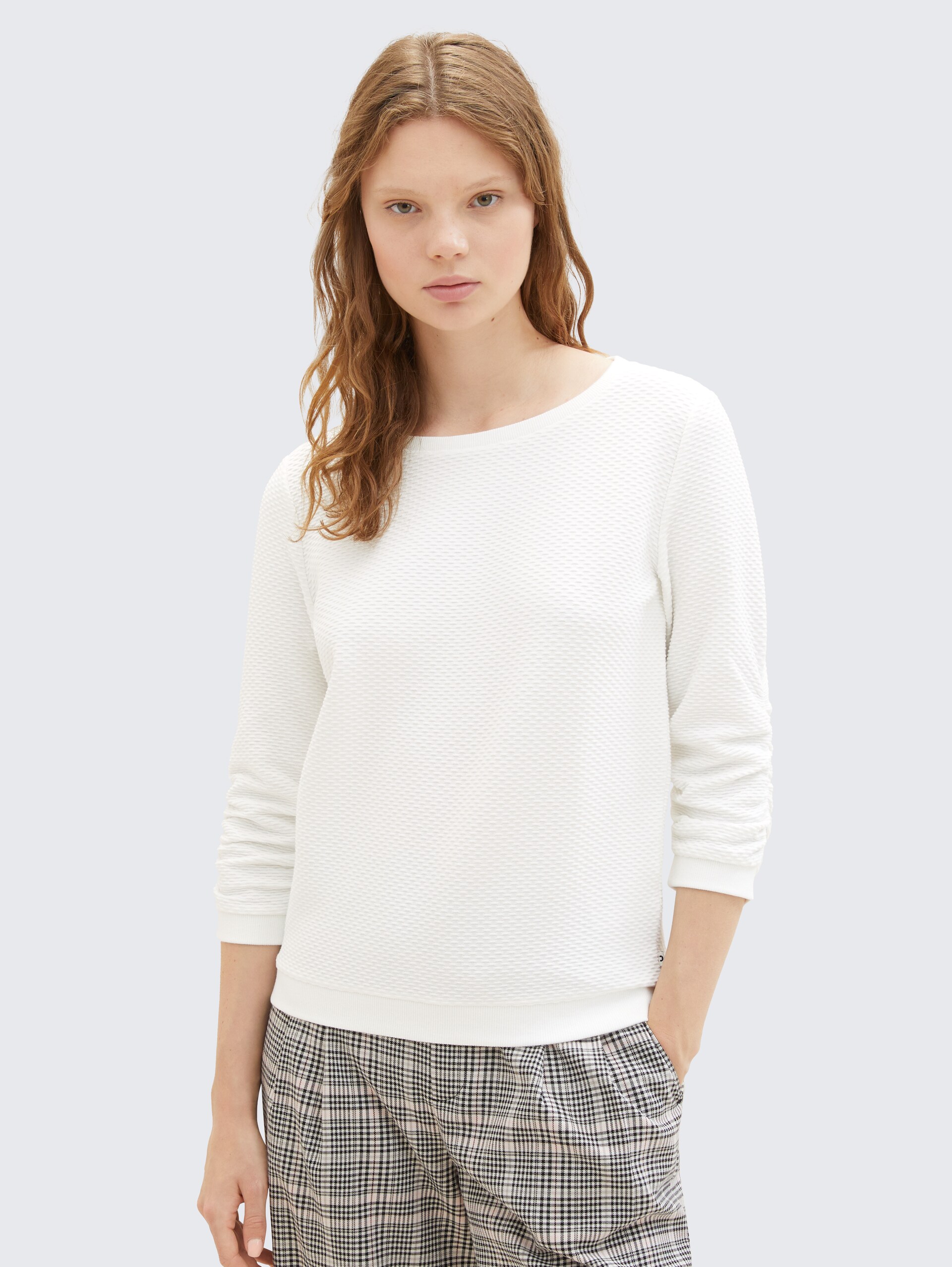Sweatshirt mit Raffungen - off white