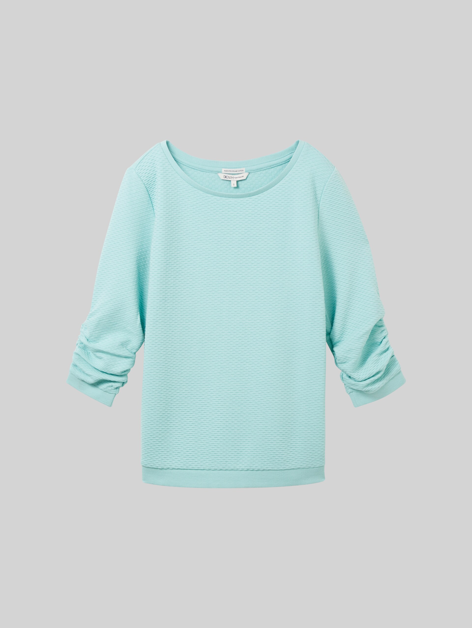 Sweatshirt with ruffles - pastel turquoise - Front product view