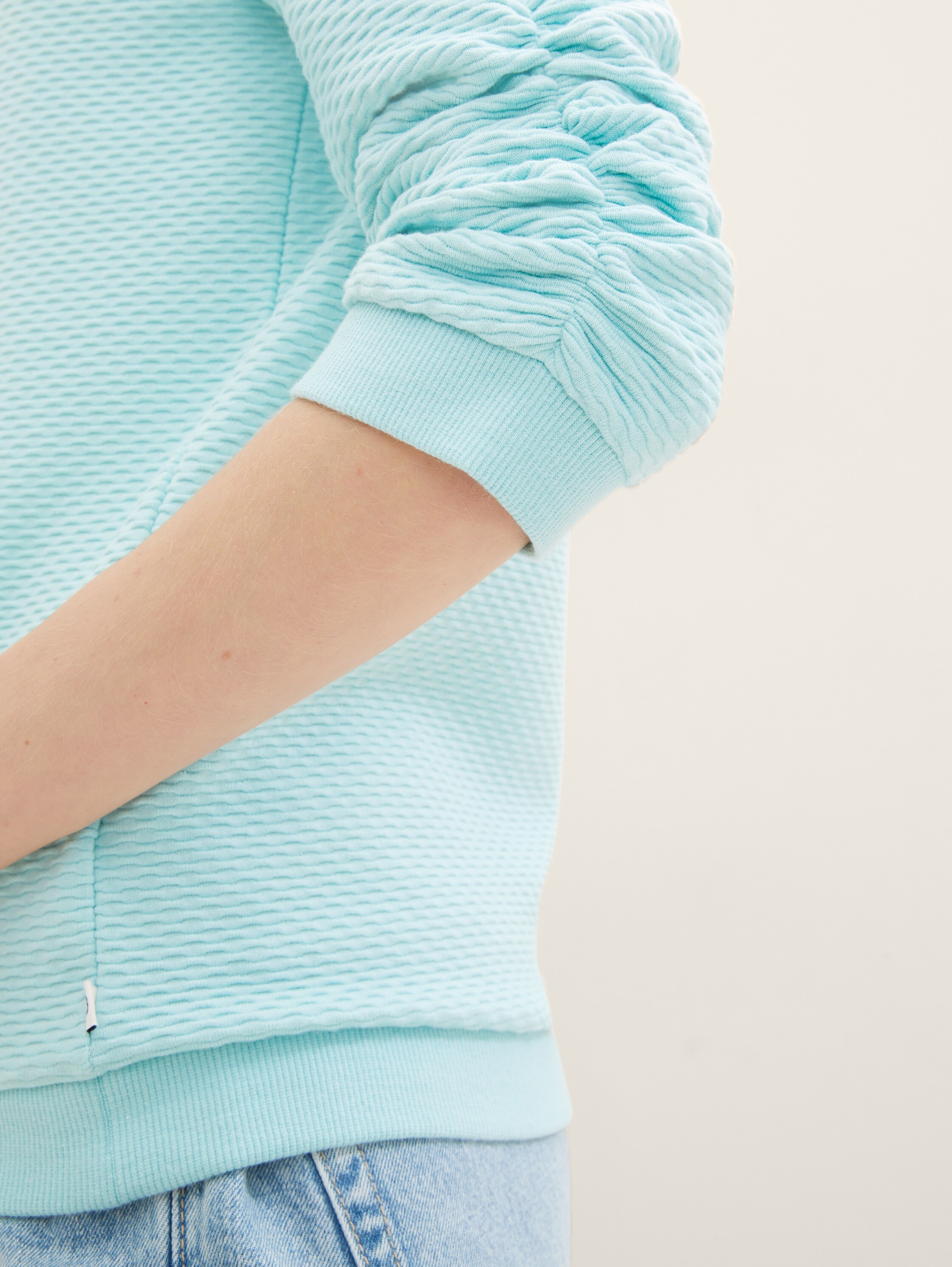 Sweat-shirt à fronces - pastel turquoise - Vue détaillée du modèle