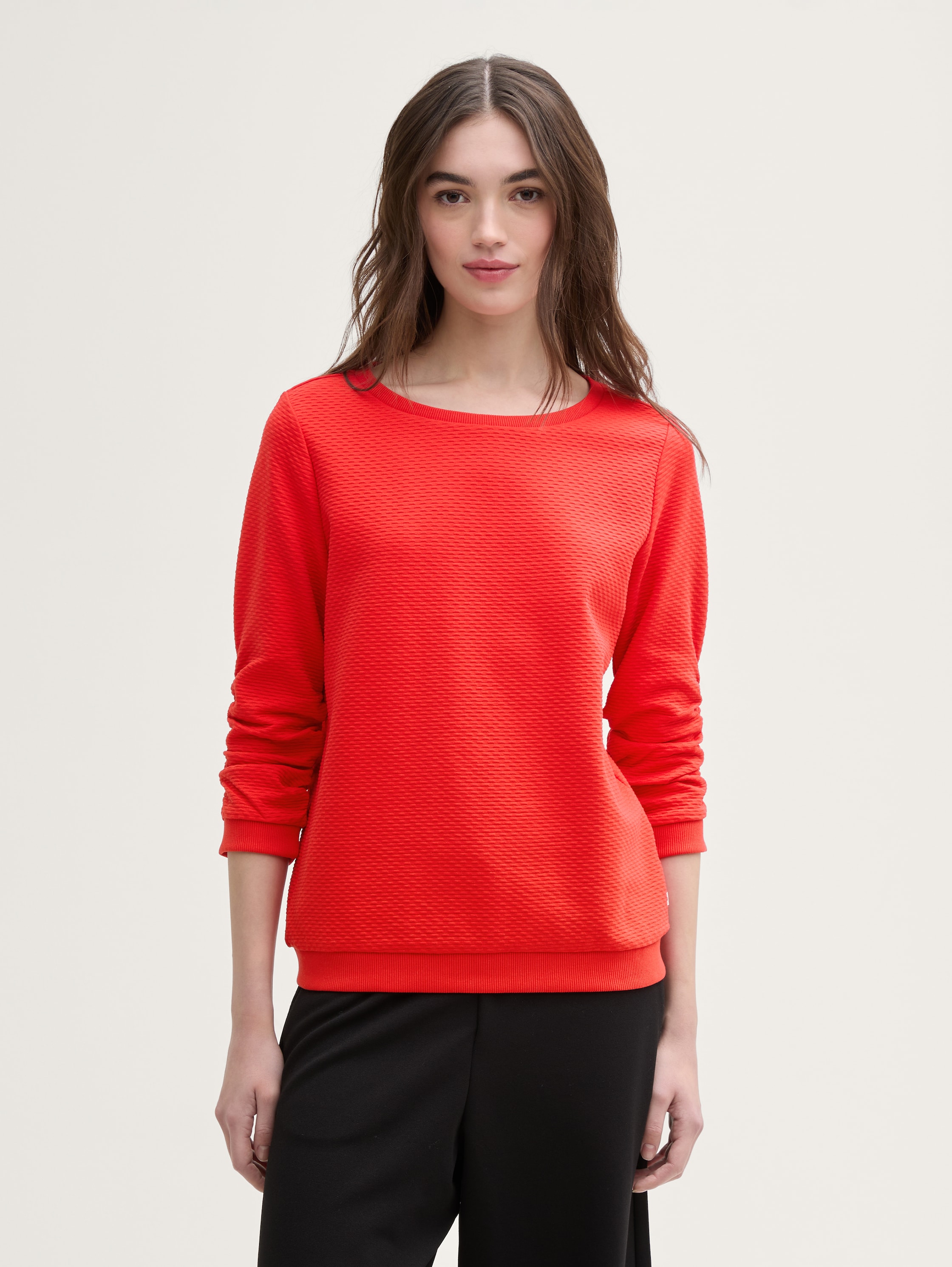 Sweatshirt mit Raffungen - scarlet_red - 