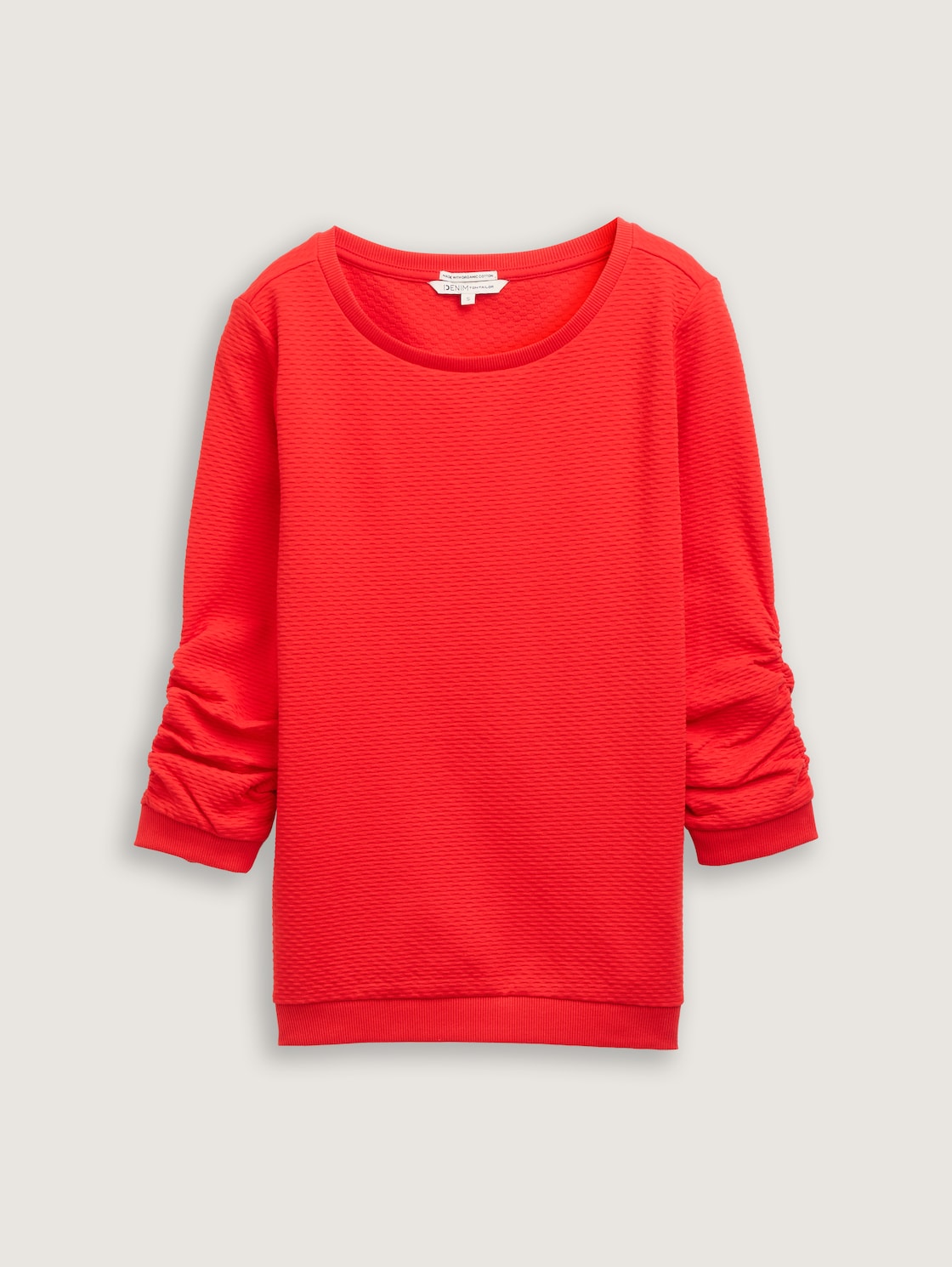 Sweatshirt mit Raffungen - Scarlet Red - Vorder-Produkt-Ansicht