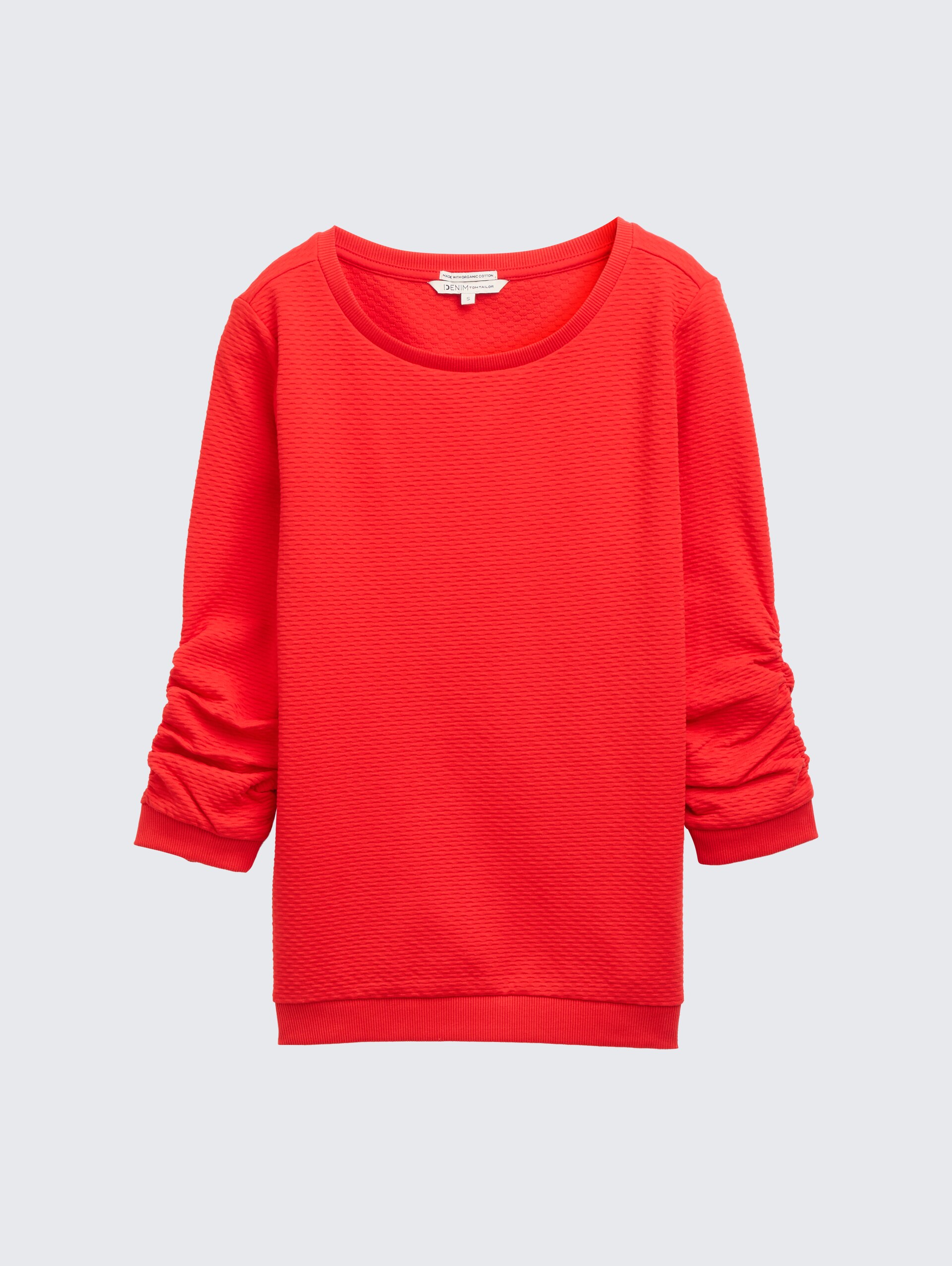 Sweatshirt mit Raffungen - Scarlet Red - Vorder-Produkt-Ansicht