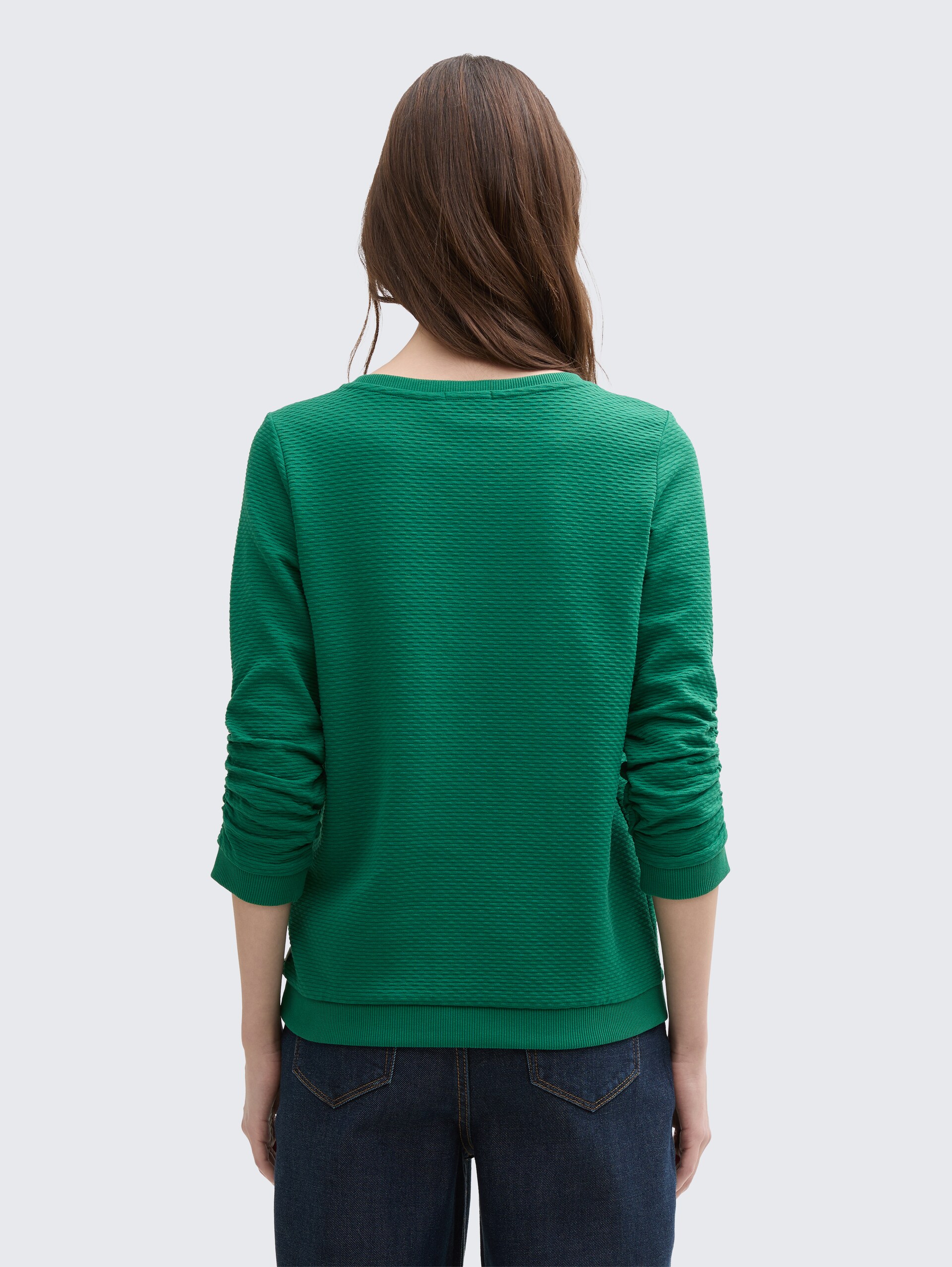 Sweatshirt mit Raffungen - Luscious Pine Green - Auschnitt Model-Rückansicht