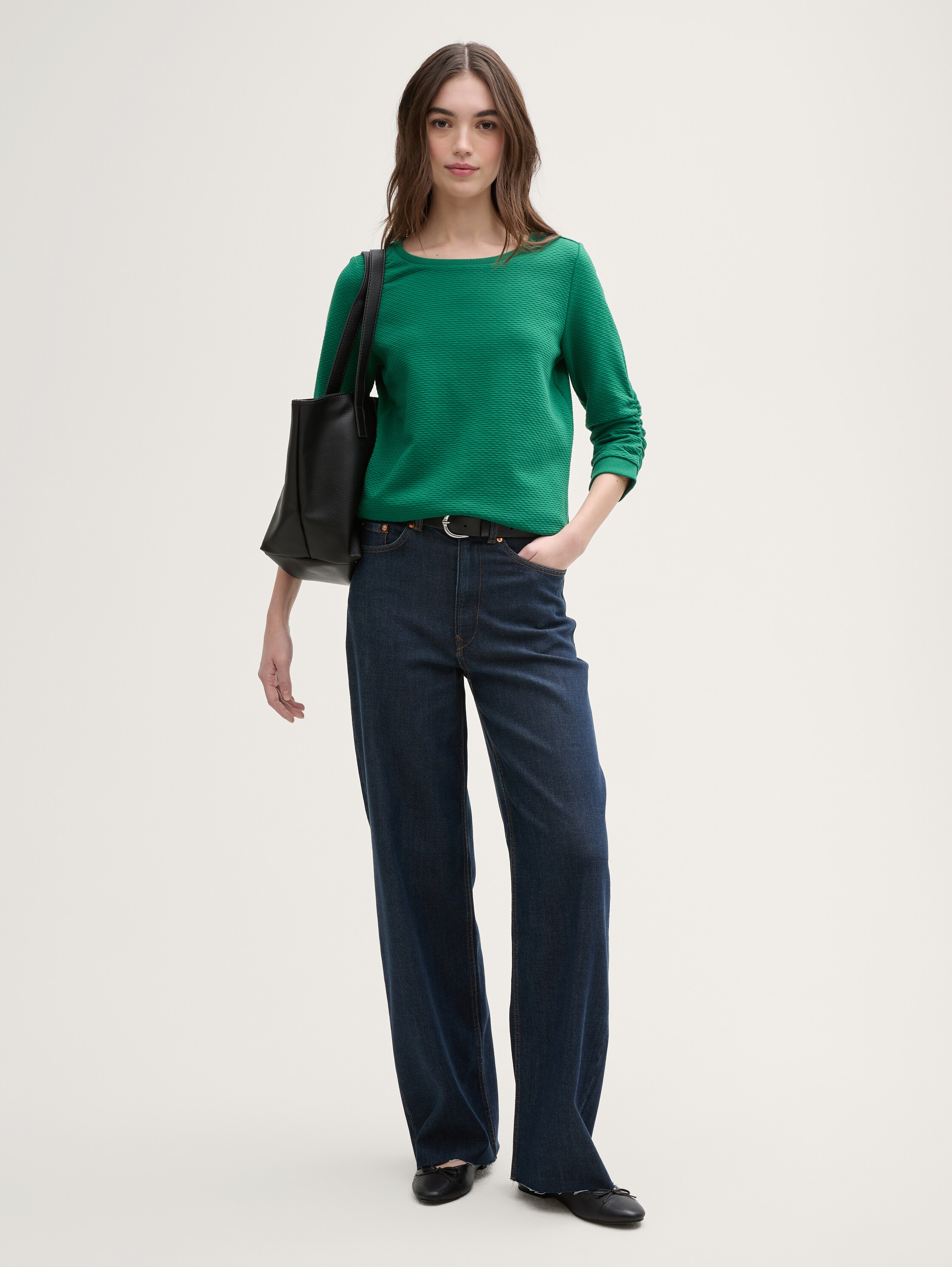 Sweatshirt with ruffles - luscious_pine_green - 