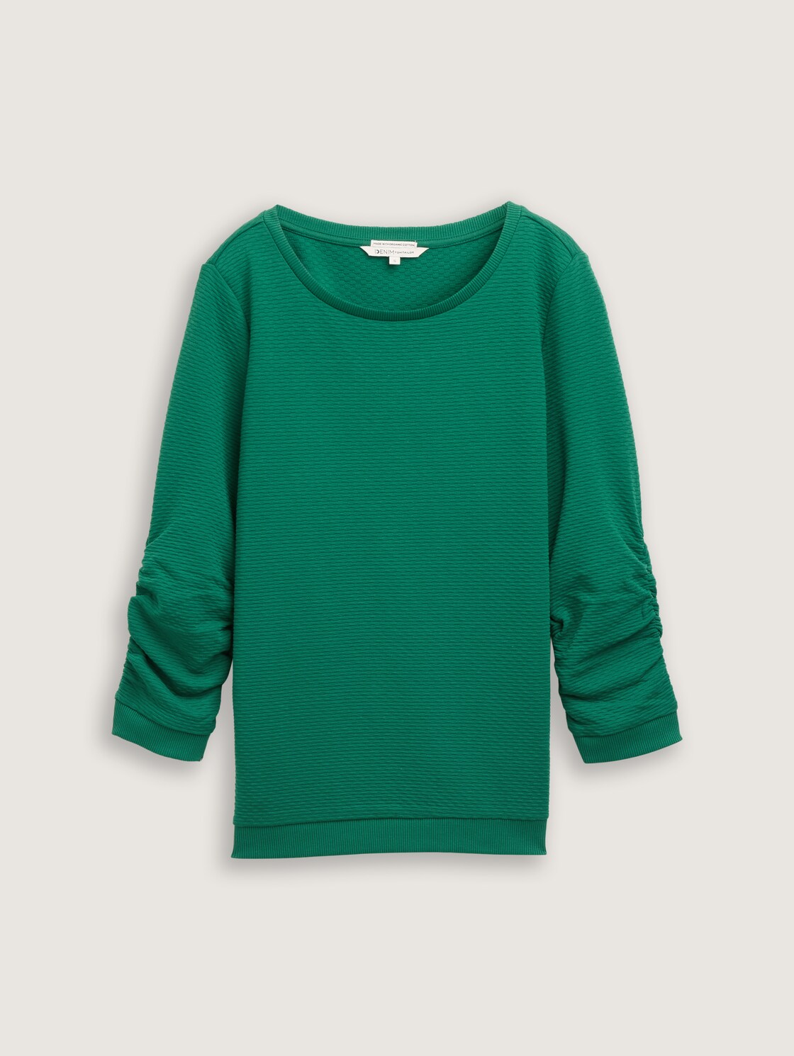 Sweatshirt mit Raffungen - Luscious Pine Green - Vorder-Produkt-Ansicht