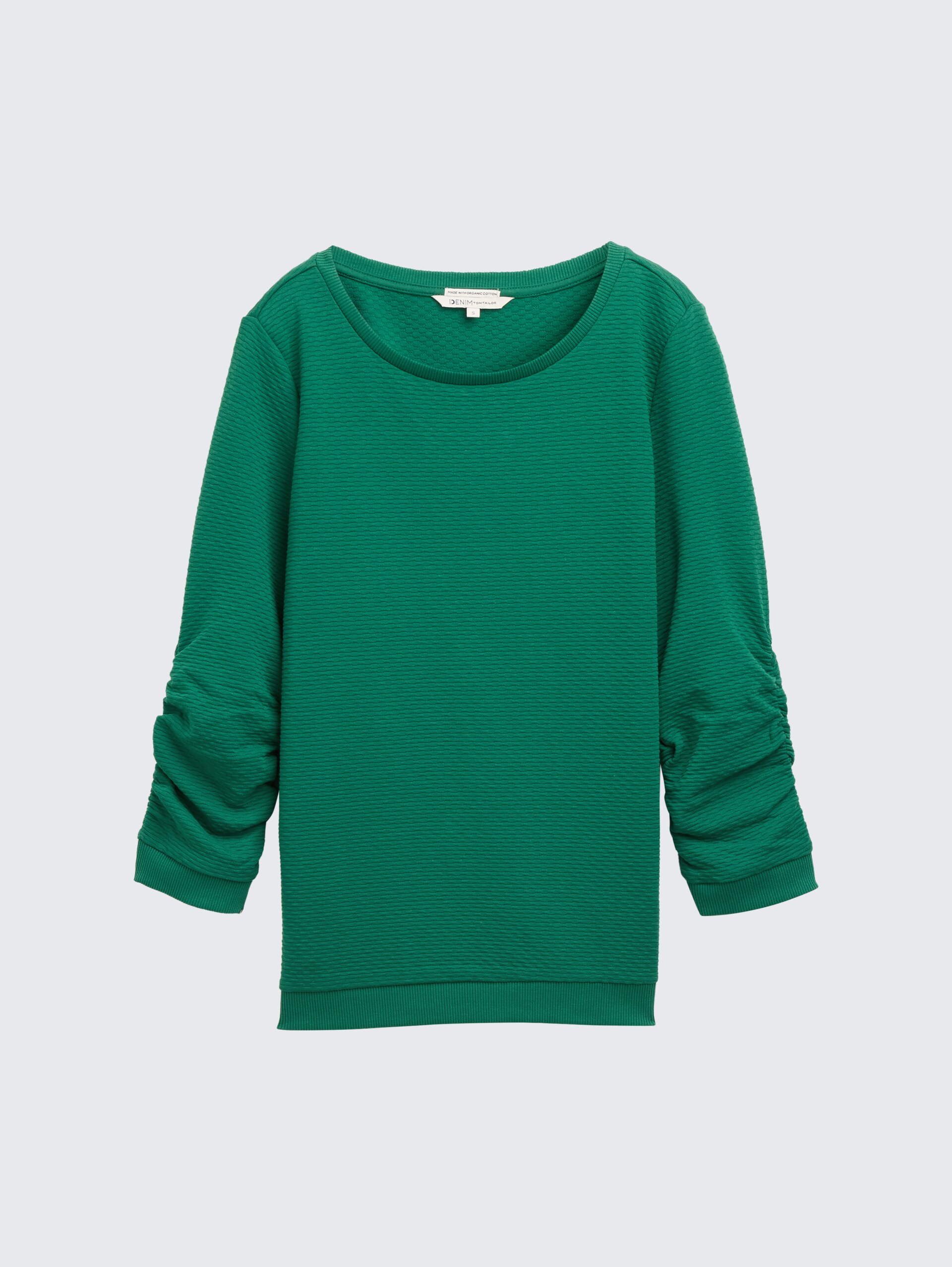 Sweatshirt mit Raffungen - Luscious Pine Green - Vorder-Produkt-Ansicht