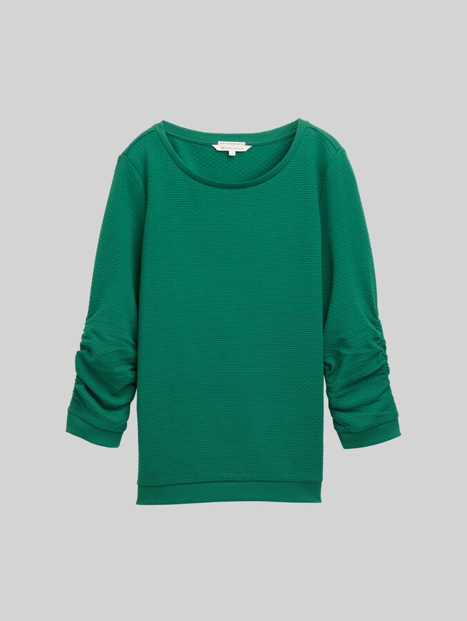 Sweatshirt met plooien door Denim Female, Luscious Pine Green