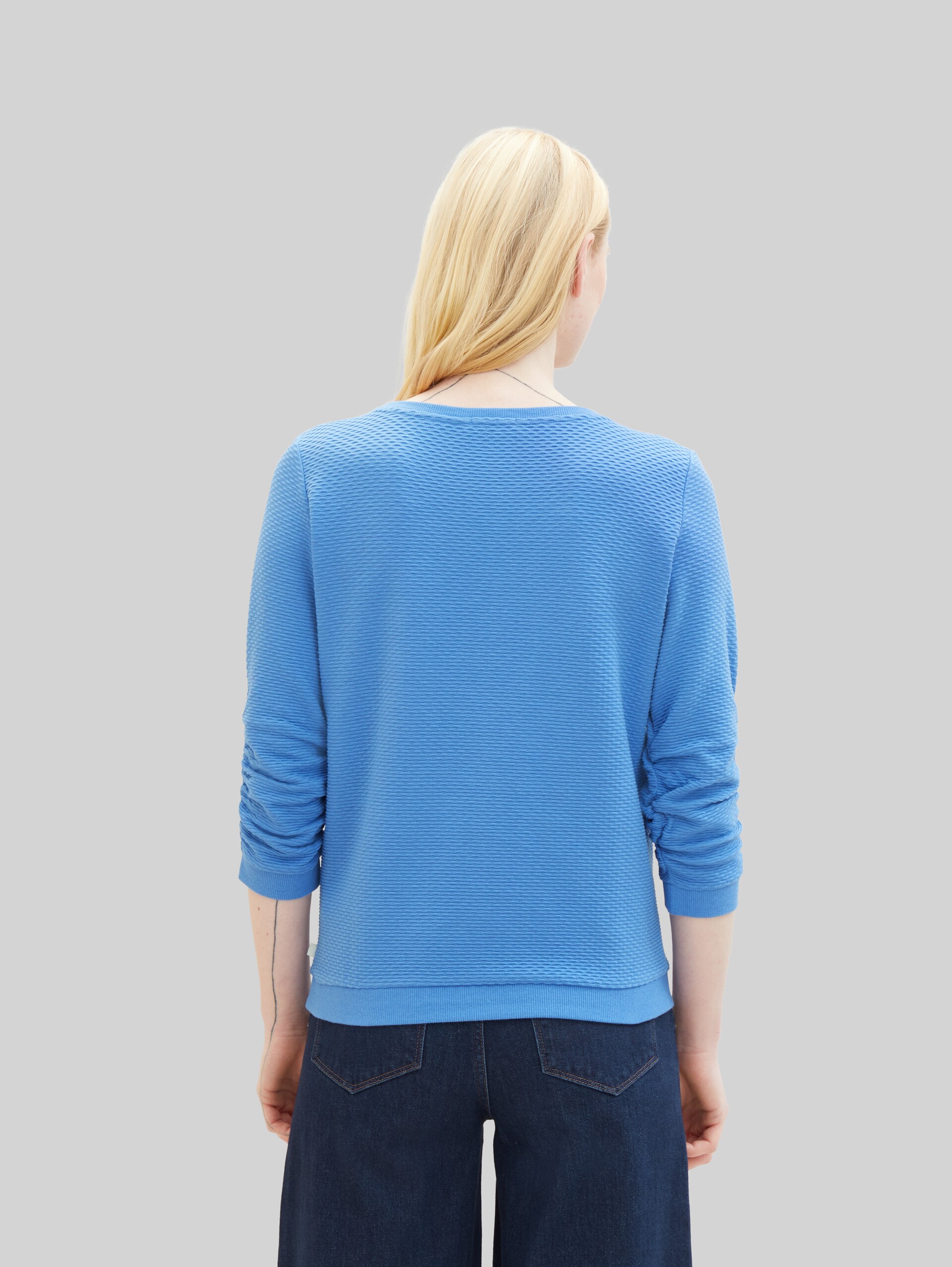Sweatshirt met plooien - sicilian blue - Neklijn model-achteraanzicht