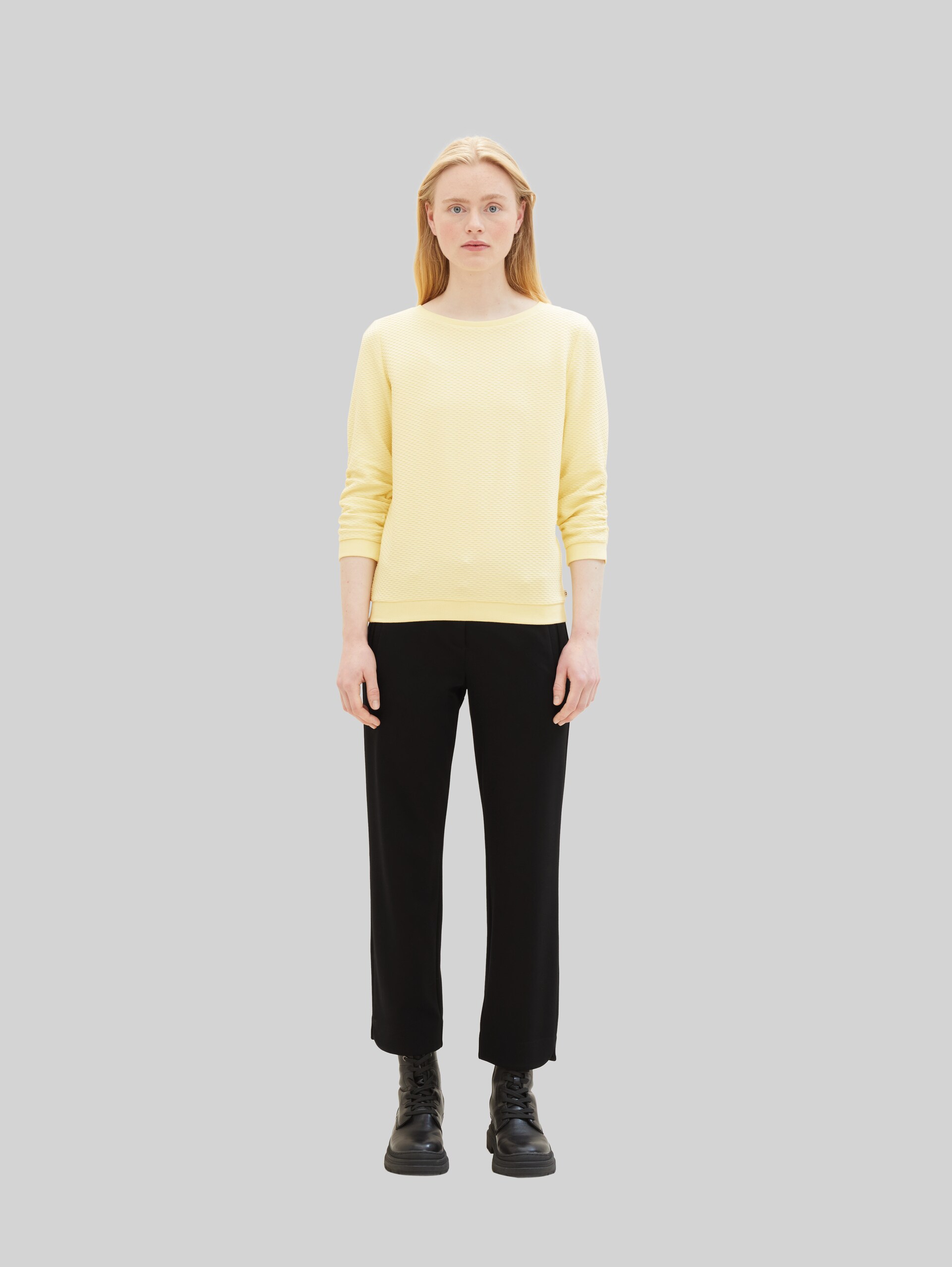 Sweat-shirt à fronces - light yellow - Vue de face du modèle