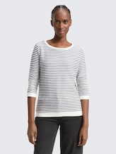 Sweatshirt mit Streifenmuster - blue white structured stripe - Ausschnitt Model-Vorderansicht