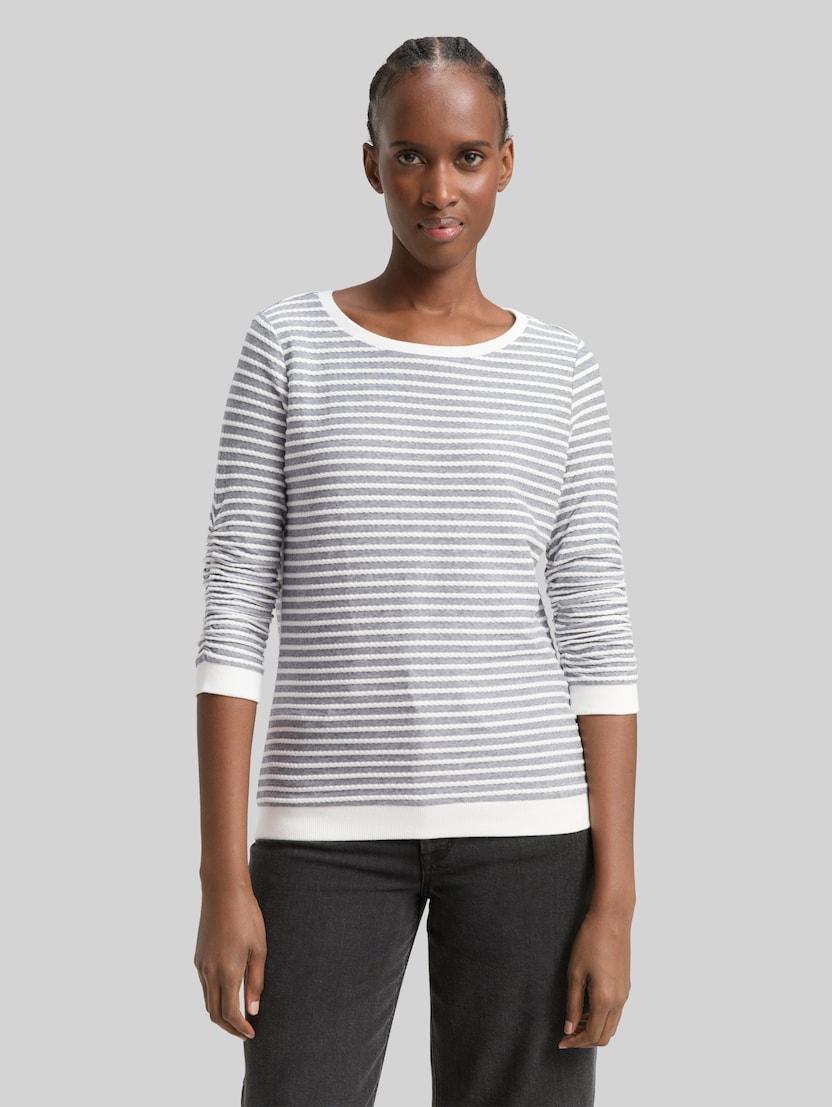 Sweatshirt met streepjespatroon door Denim Female, blue white structured stripe