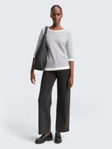 Sweatshirt mit Streifenmuster - blue white structured stripe - Model-Vorderansicht