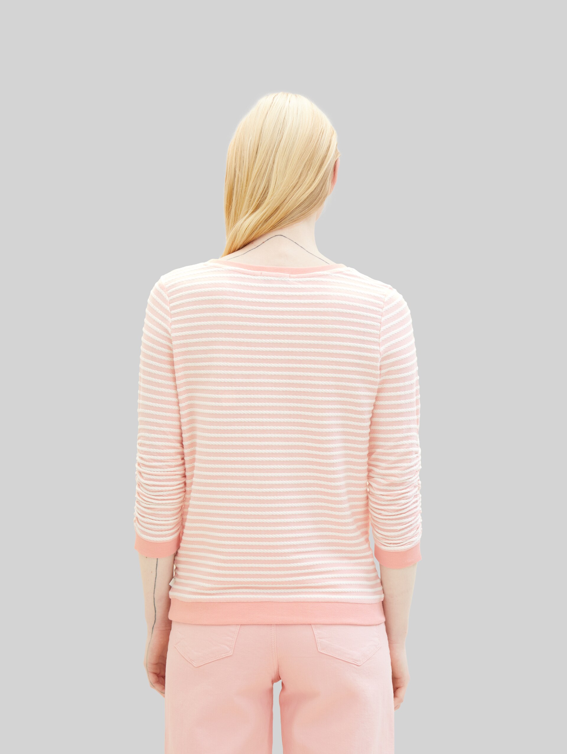 Sweat-shirt à rayures - rose white structure stripe - Découpe Vue arrière du modèle