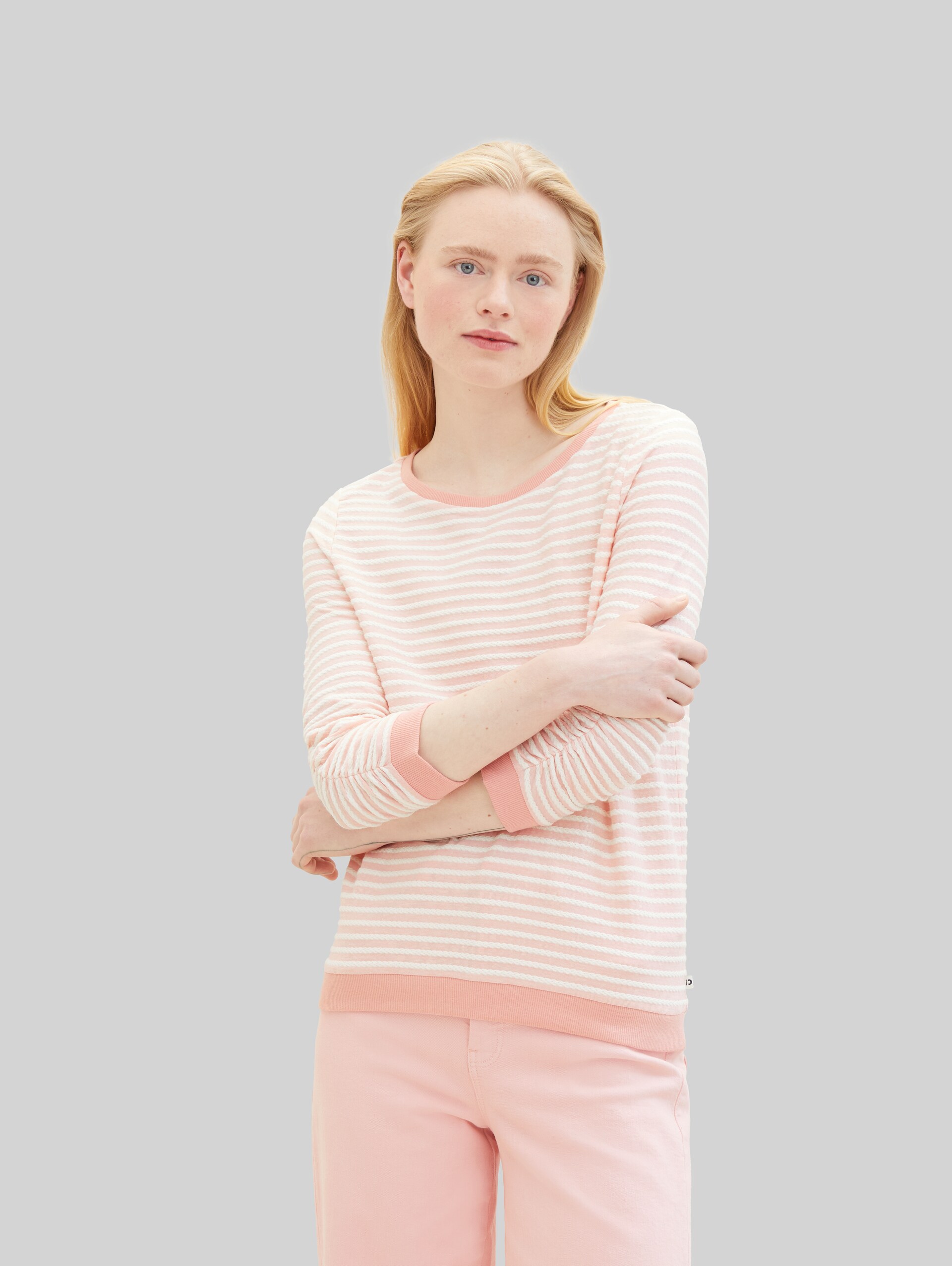 Sweat-shirt à rayures - rose white structure stripe