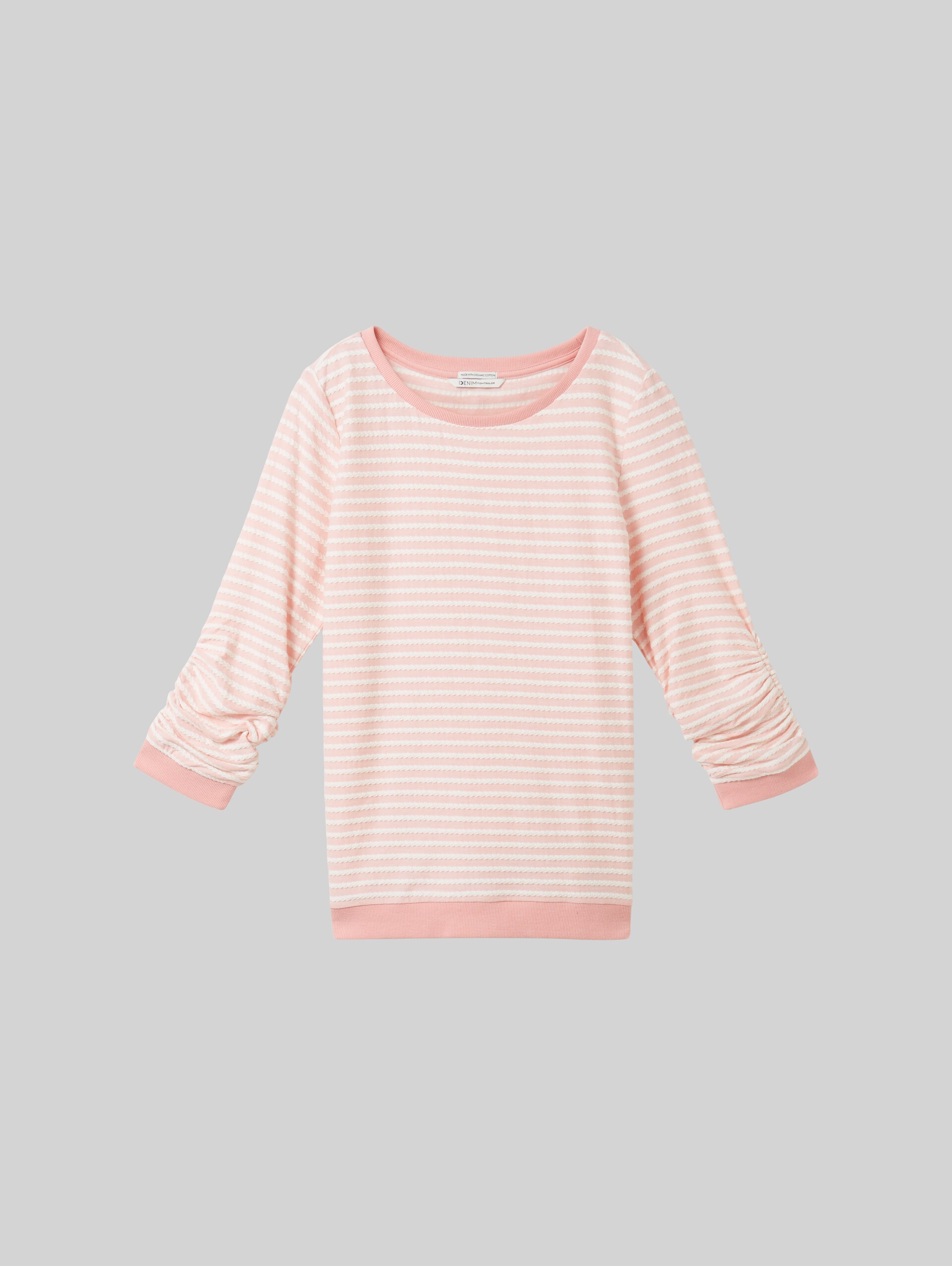 Sweat-shirt à rayures - rose white structure stripe - Vue de face du produit