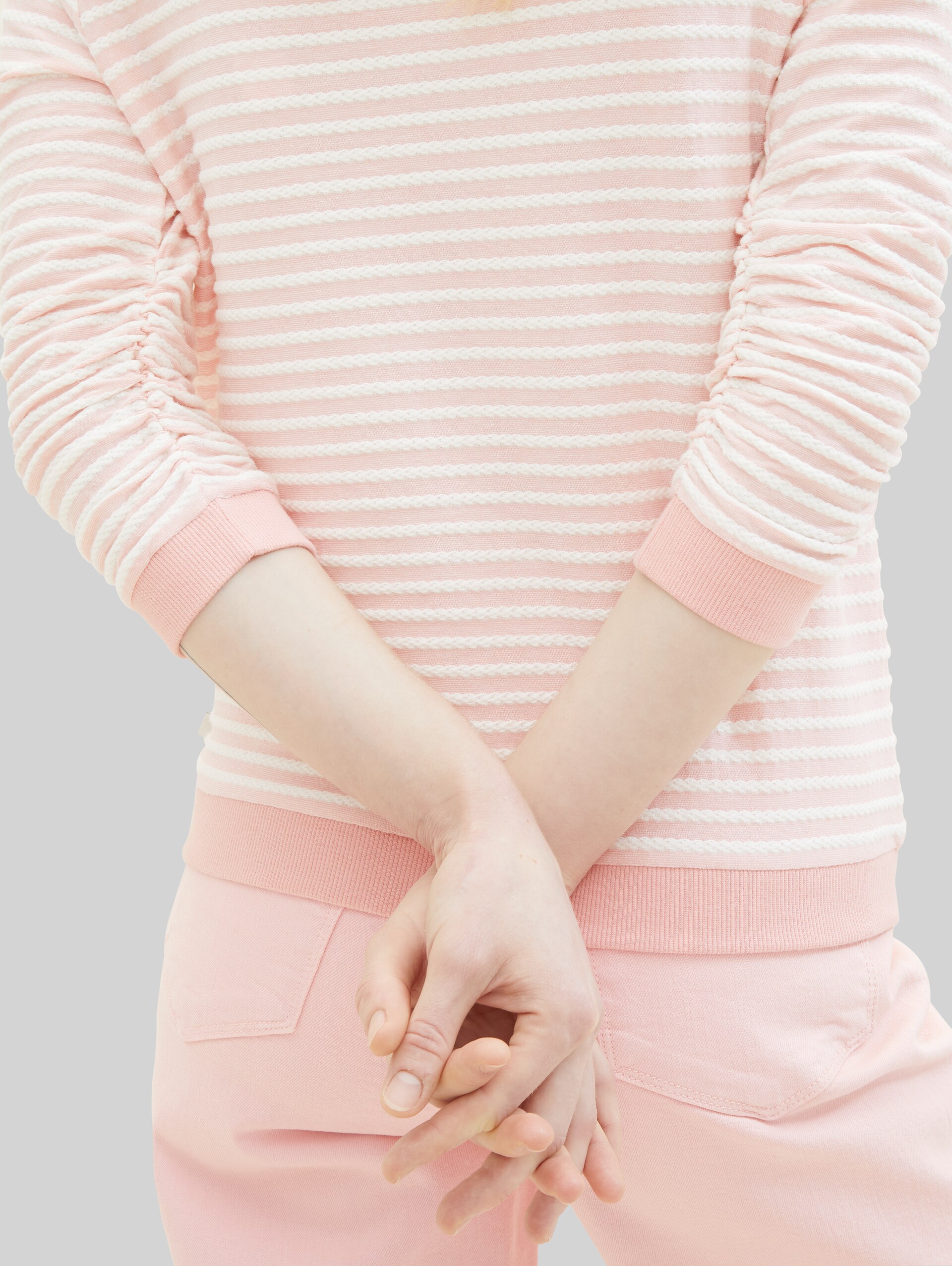 Sweat-shirt à rayures - rose white structure stripe - Vue détaillée du modèle