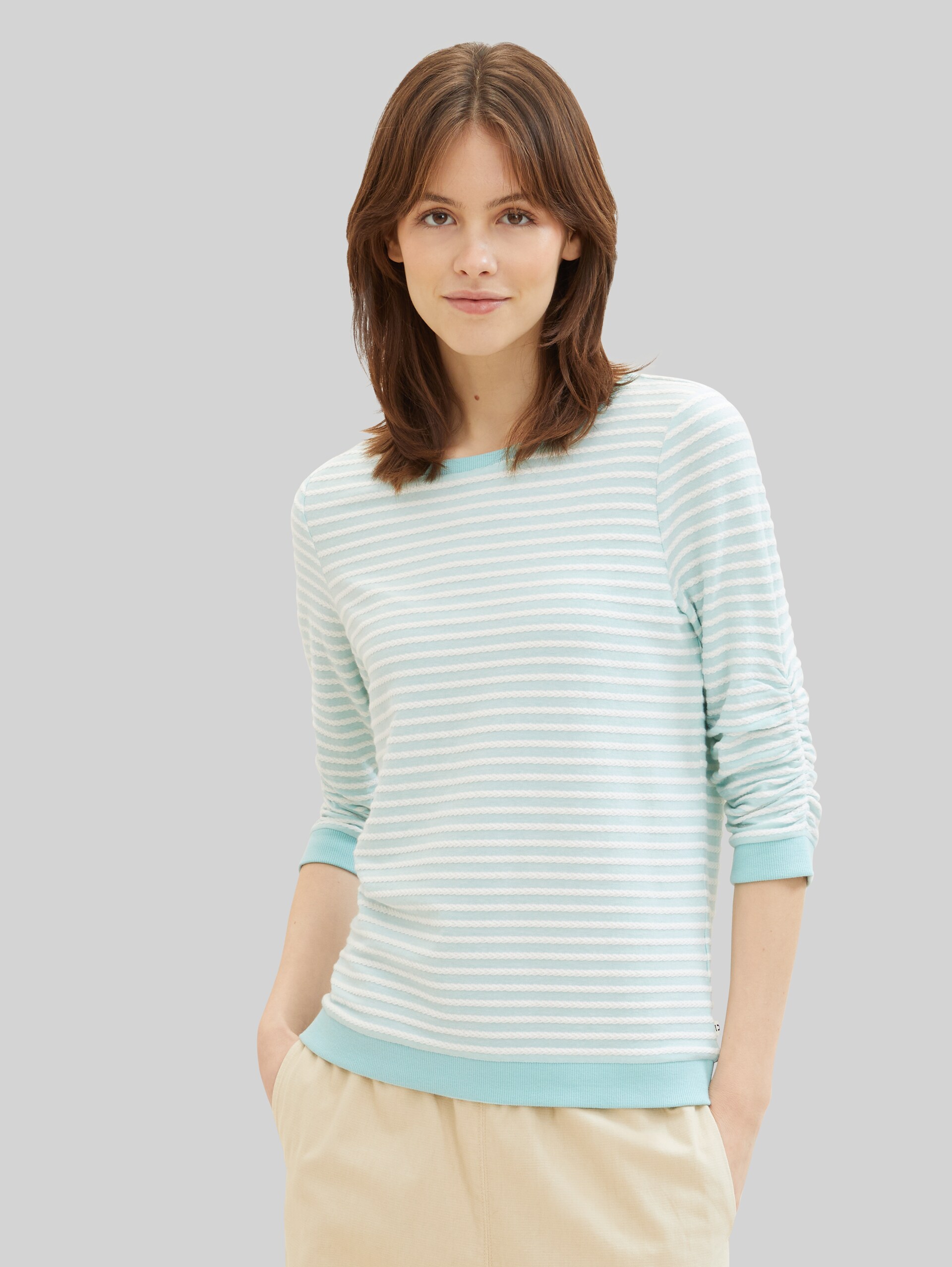 Sweatshirt mit Streifenmuster - mint white structured stripe
