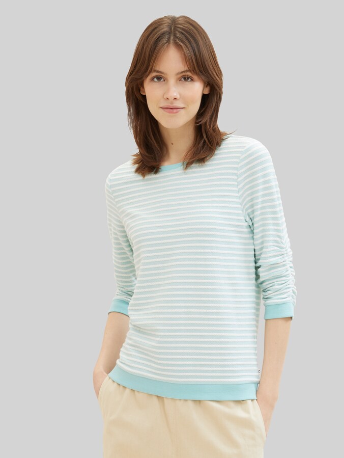 Sweat-shirt à rayures par Denim Female, mint white structured stripe