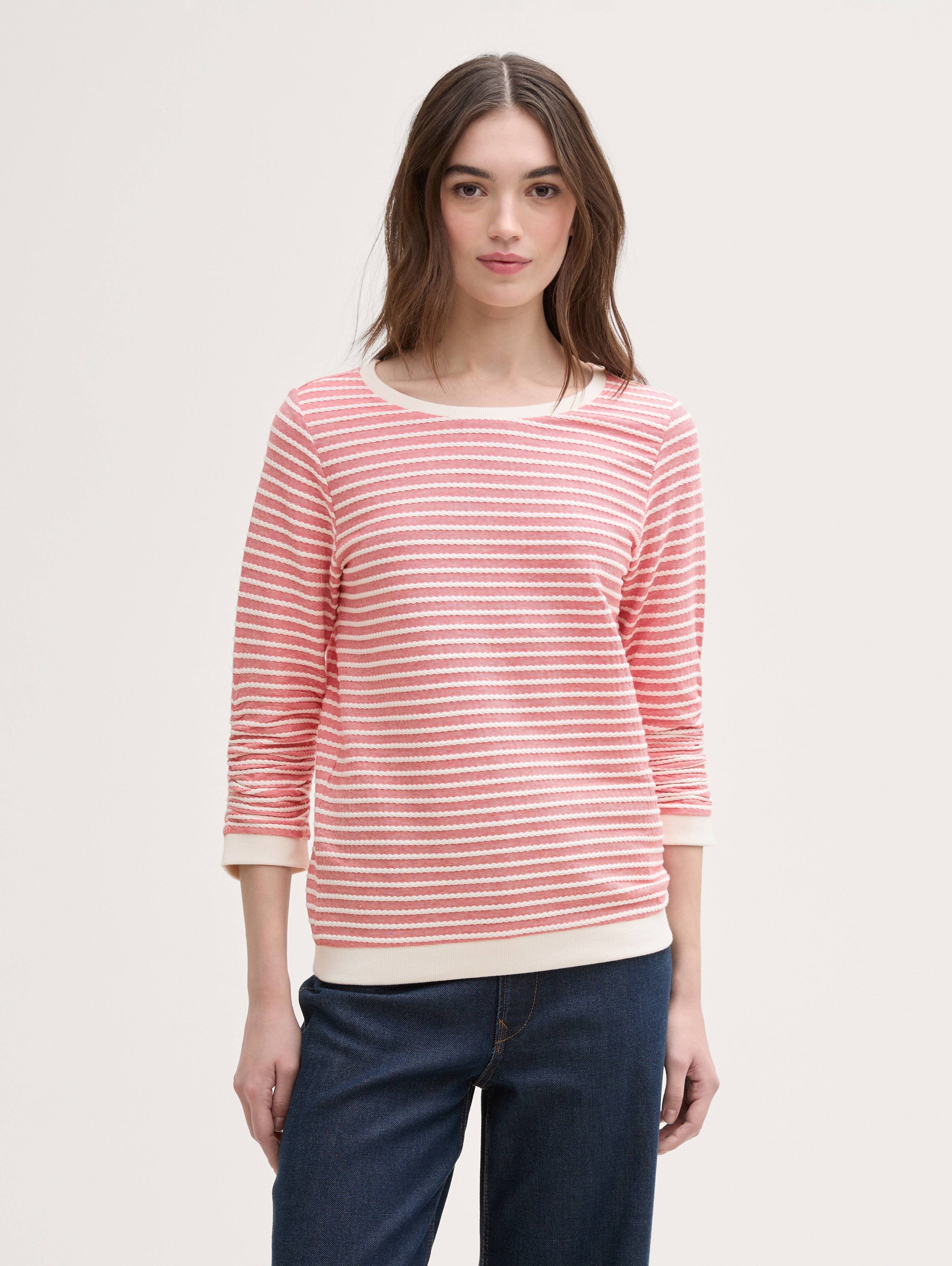 Sweatshirt mit Streifenmuster von Denim Female, red white structure stripe