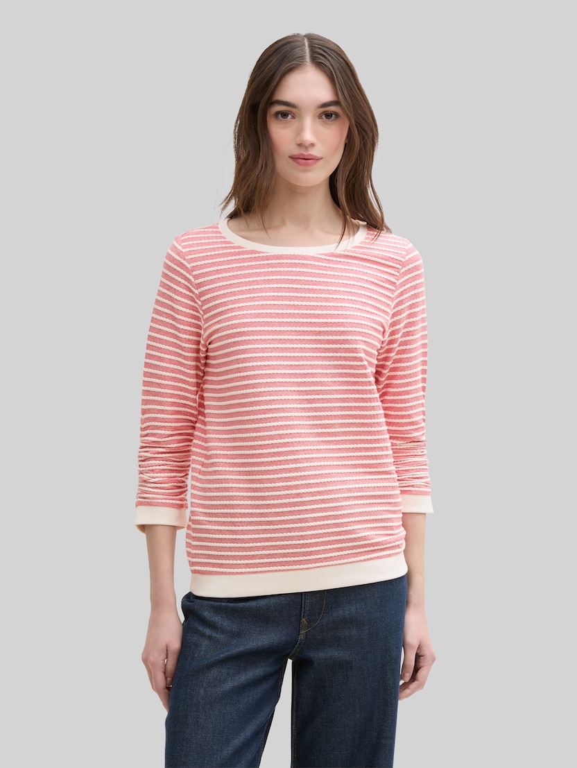 Sweatshirt mit Streifenmuster von Denim Female, red white structure stripe