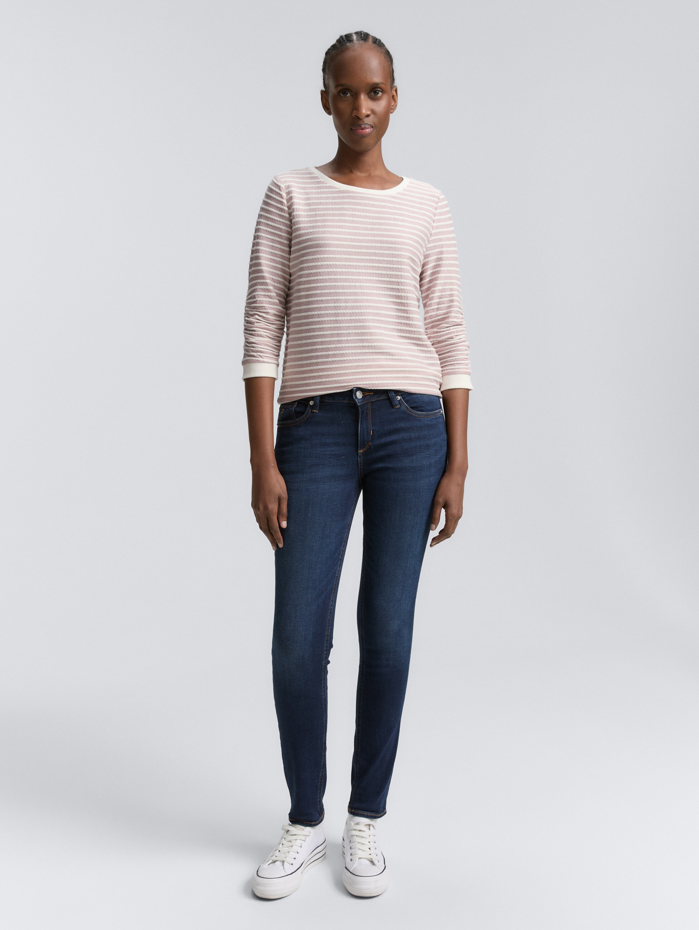 Sweatshirt met streepjesmotief - rose_white_structured_stripe - 