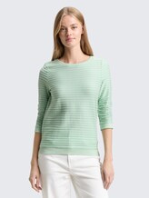 Sweatshirt mit Streifenmuster - tonal green structure stripe - Ausschnitt Model-Vorderansicht
